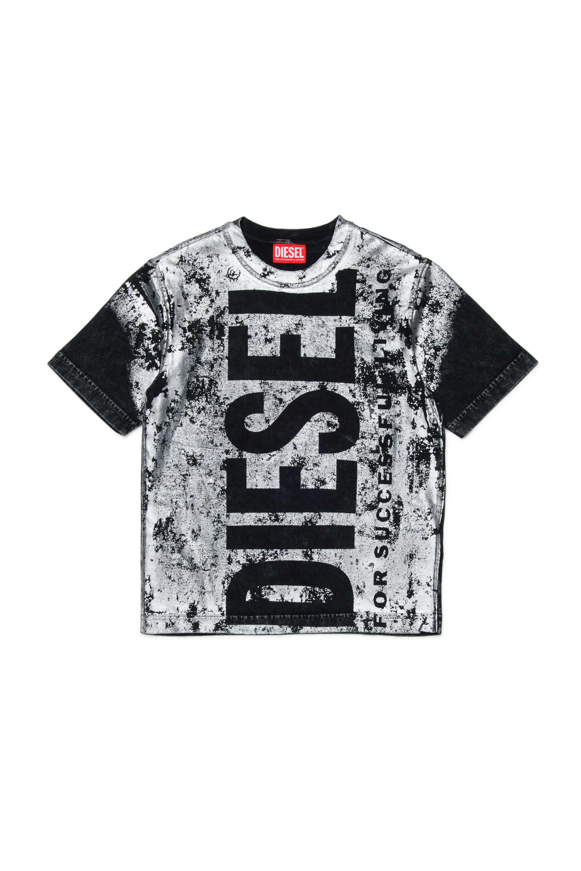 Diesel - TABOXTAR2 OVER, T-shirt avec imprim&eacute; effet craie Homme in Noir - 1