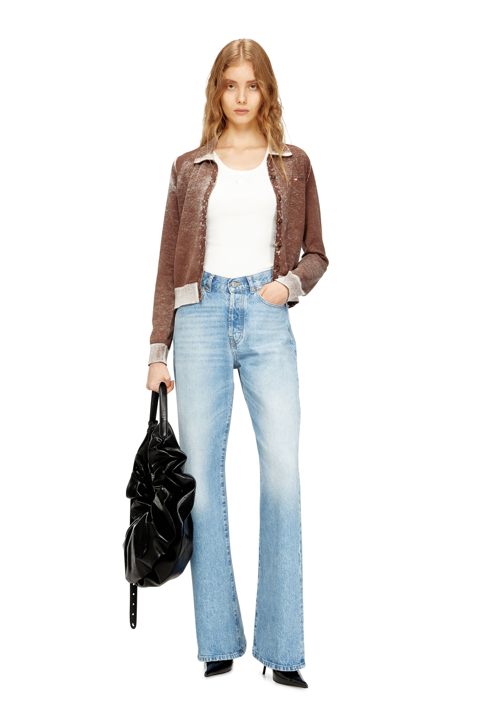 Diesel - T-ANKI-OD, Débardeur ajusté côtelé avec Ovale D métallique Femme in Blanc - 1