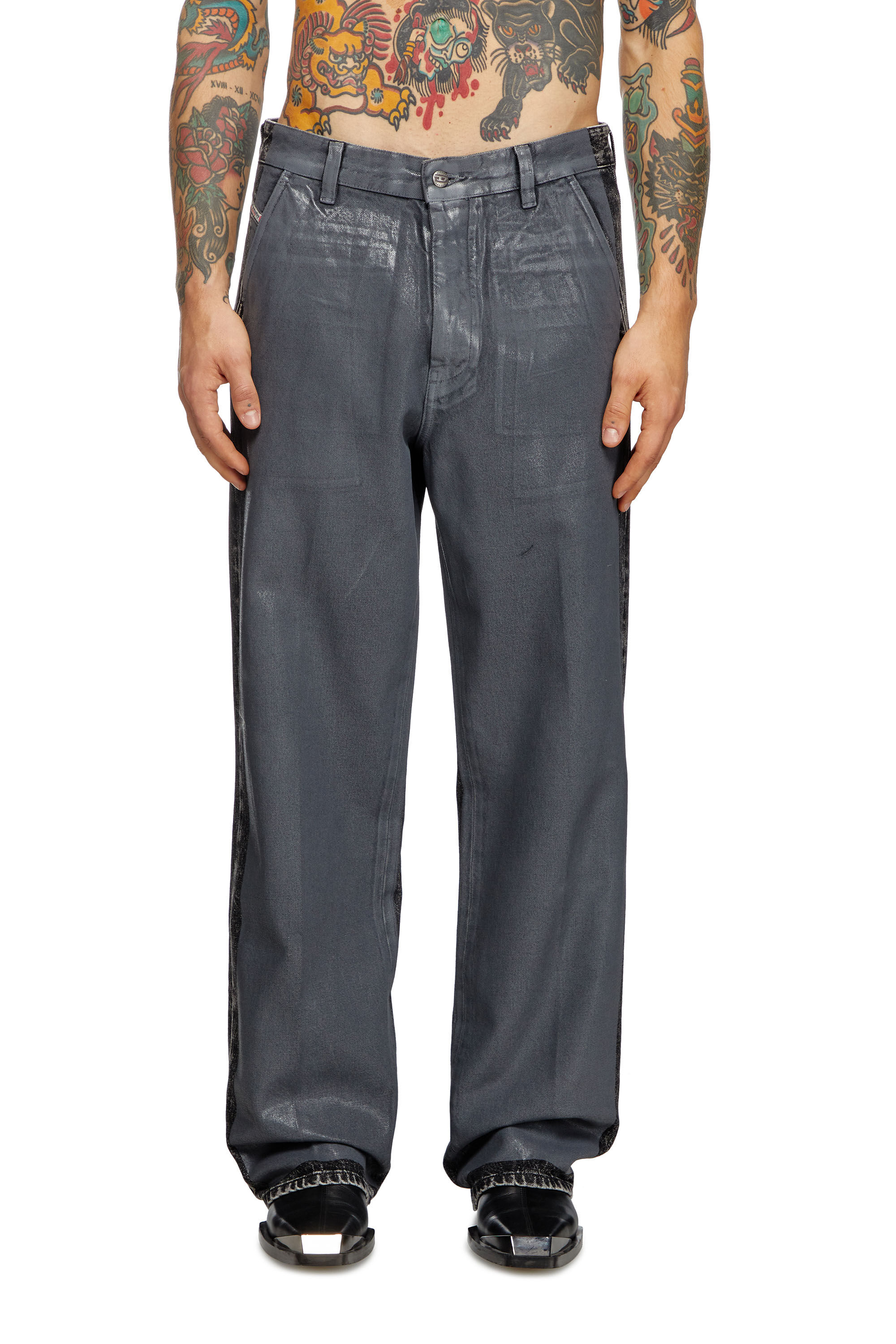 Diesel - Straight Jeans D-Phant-chino 007AP Homme, Gris - Image 3