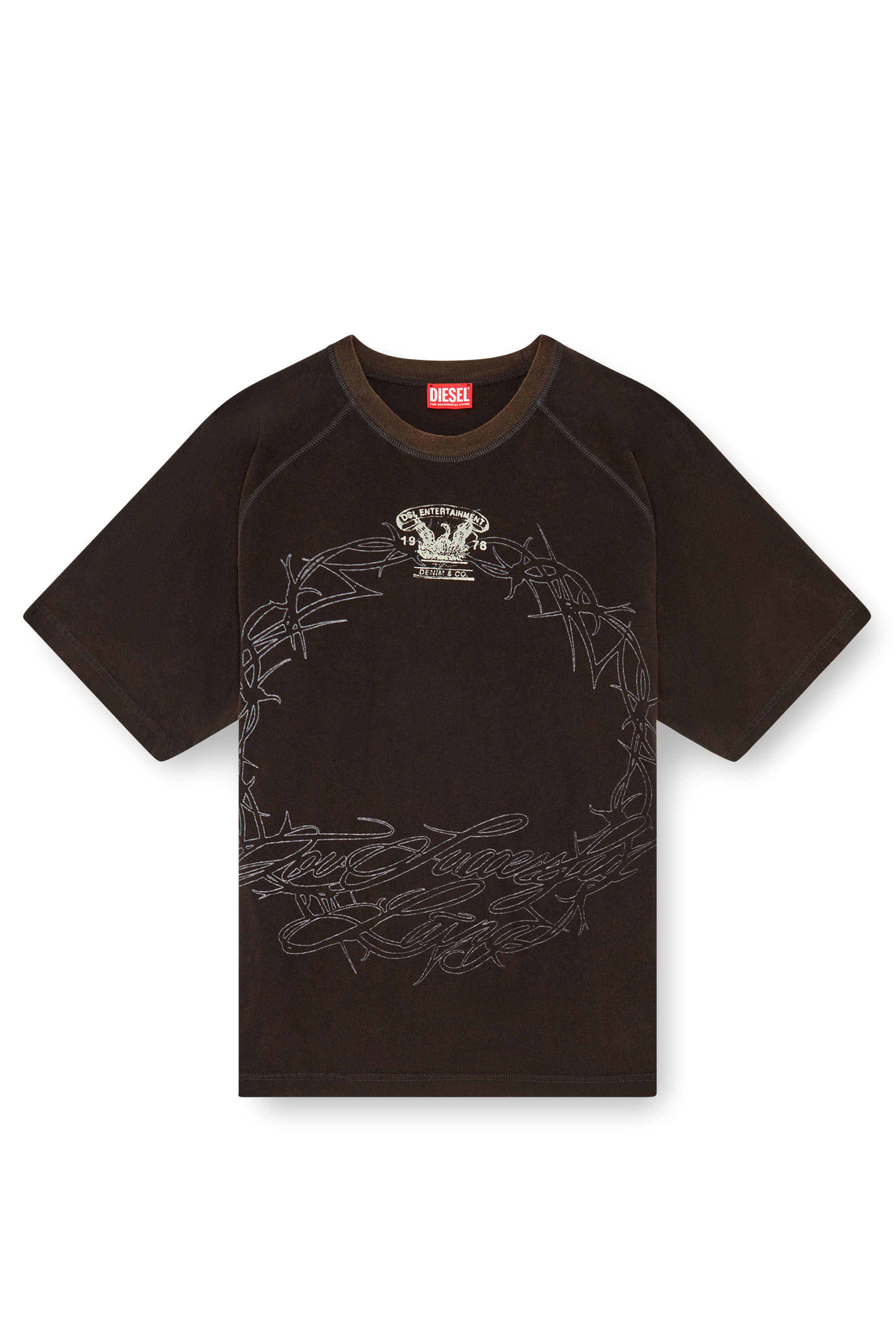 Diesel - T-ROXT-Q1, Homme T-shirt avec imprimé inside-out in Noir - Image 2