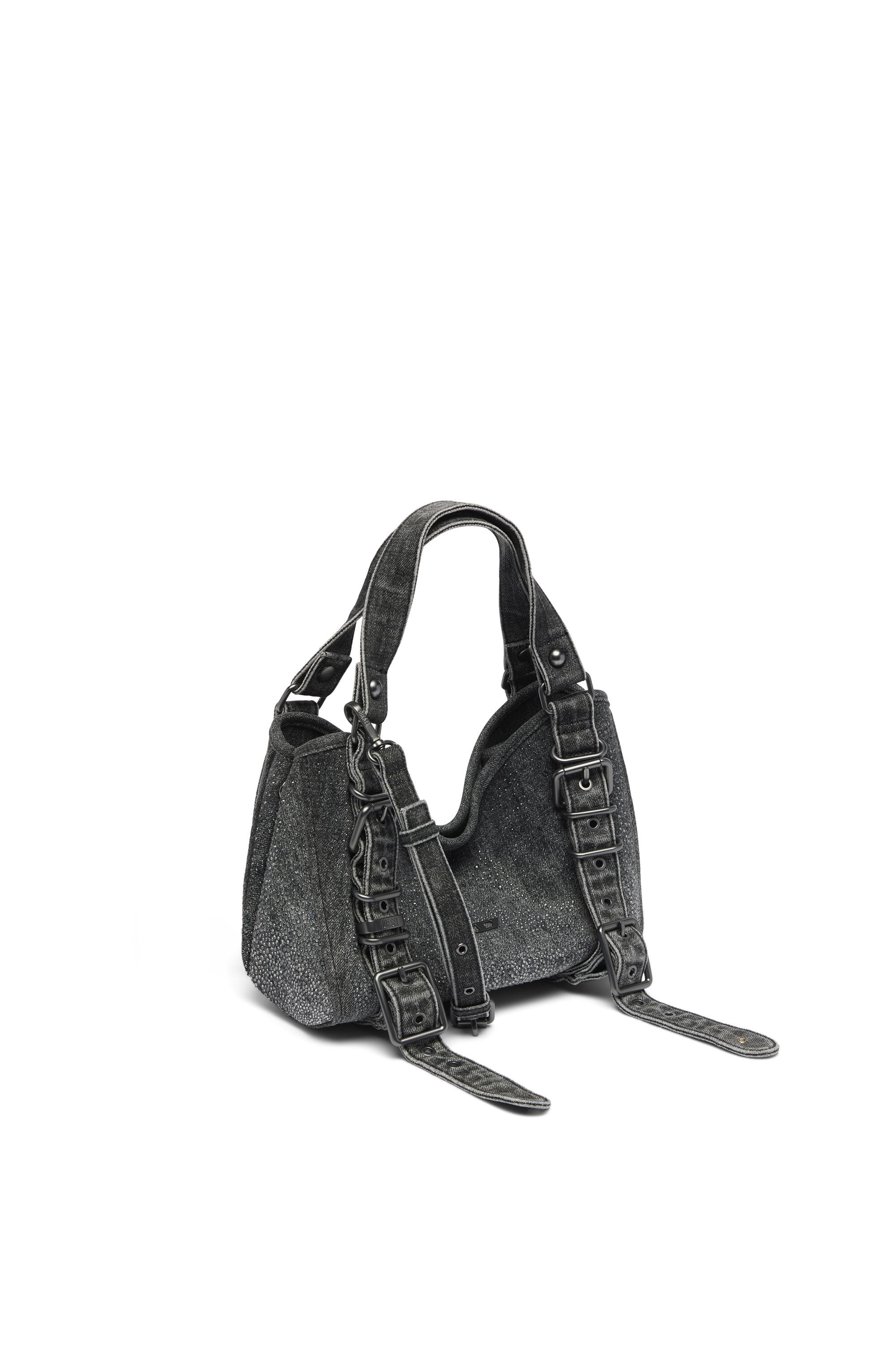 Diesel - D-ONE TOPHANDLE S, D-One-Sac small &agrave; poign&eacute;e sup&eacute;rieure en denim solaris&eacute; orn&eacute; de cristaux Femme in Noir - 4