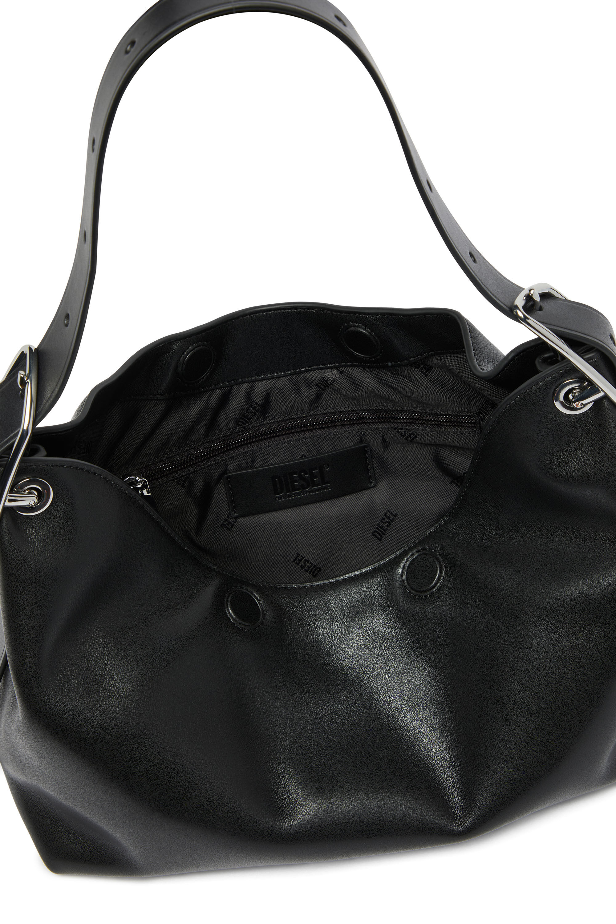 Diesel - D-LINE HOBO S, D-Line-Sac &agrave; bandouli&egrave;re en cuir Femme in Noir - 6