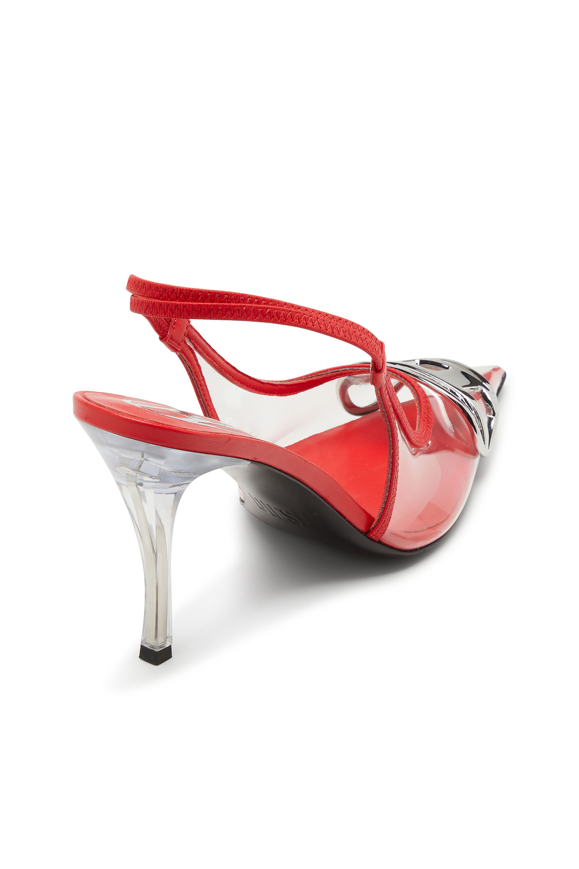Diesel - D-VENUS SB, D-Venus-Escarpins slingback transparents à garniture en cuir Femme in Rouge - 4