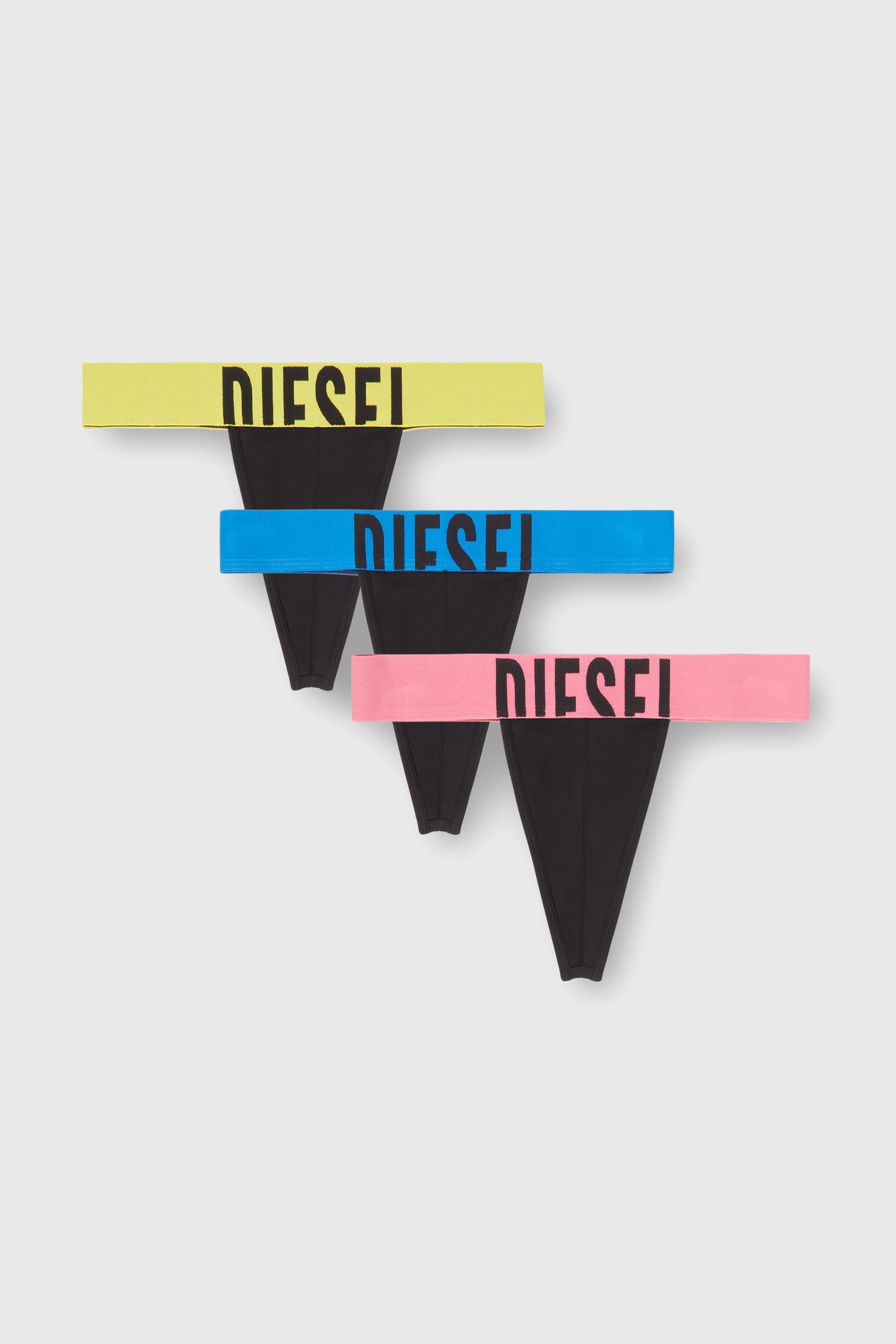 Diesel - FRITZ-D-POP-3PACK, Lot de trois strings avec ceinture logo contrast&eacute;e Homme in Noir - 4