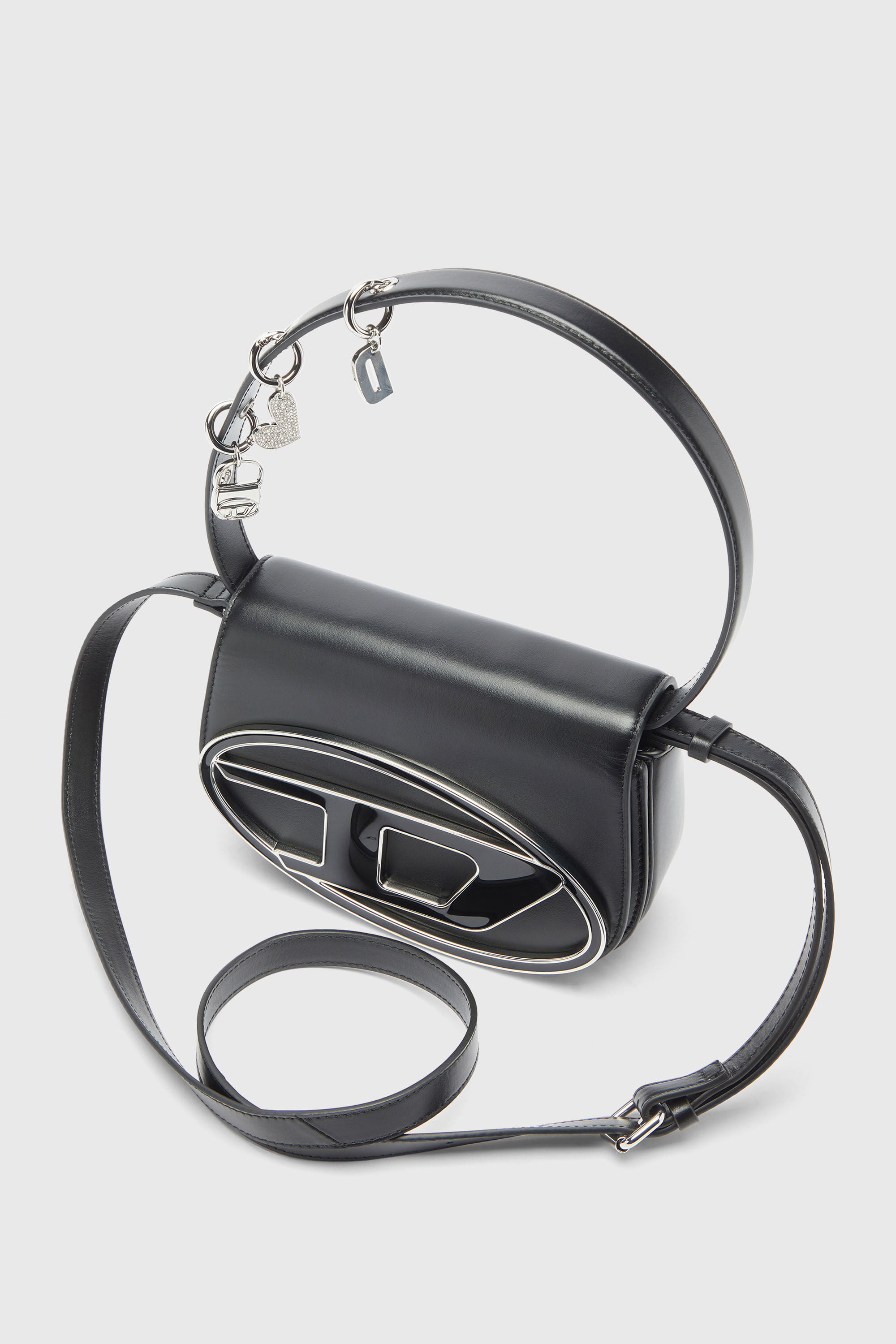 Diesel - 1DR, Woman's 1DR -Iconic shoulder bag in leather with handle charms in Black - 6