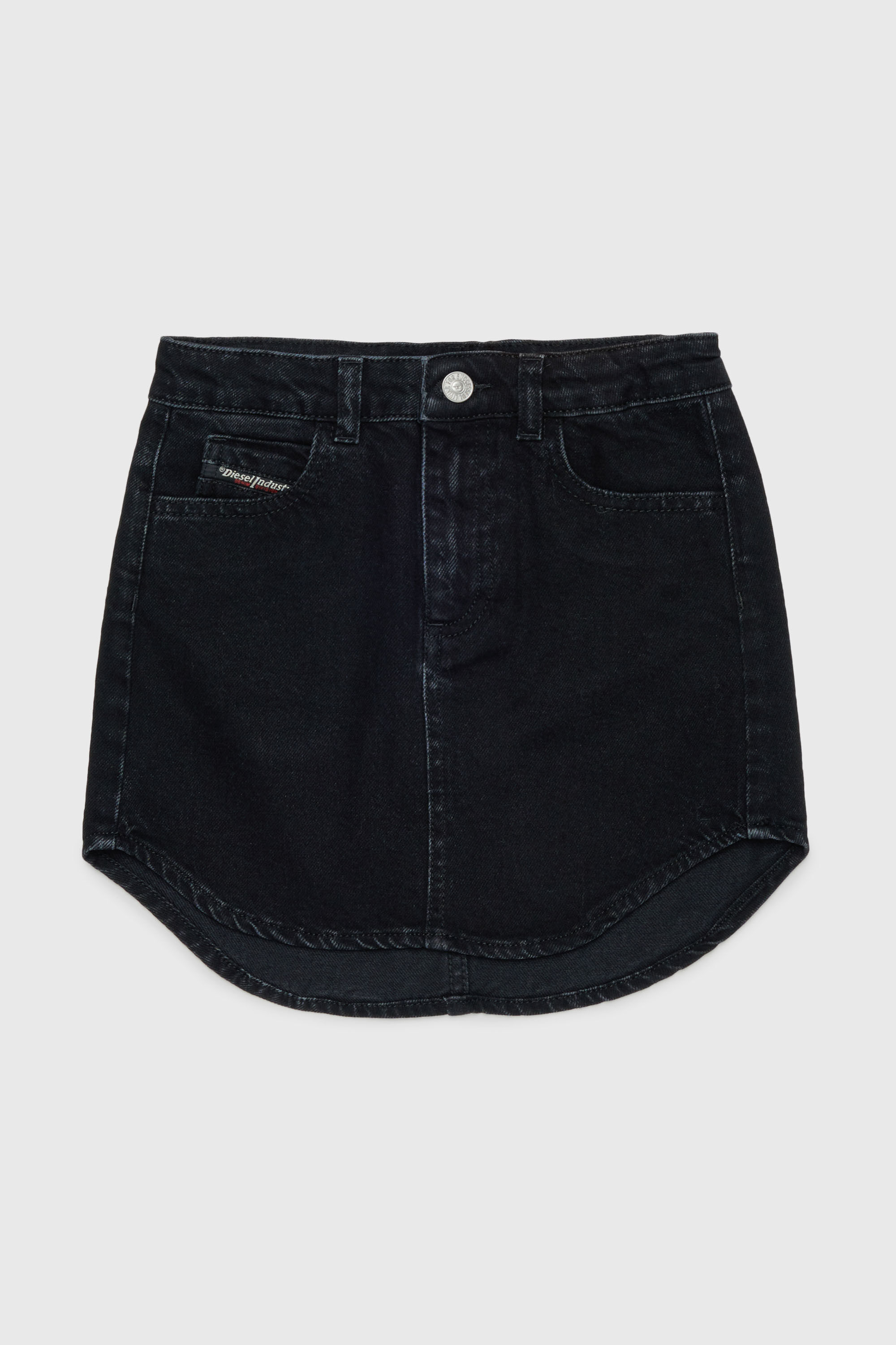 Diesel - GEARD, Jupe mini en denim &agrave; ourlet incurv&eacute; Femme in Noir - 1