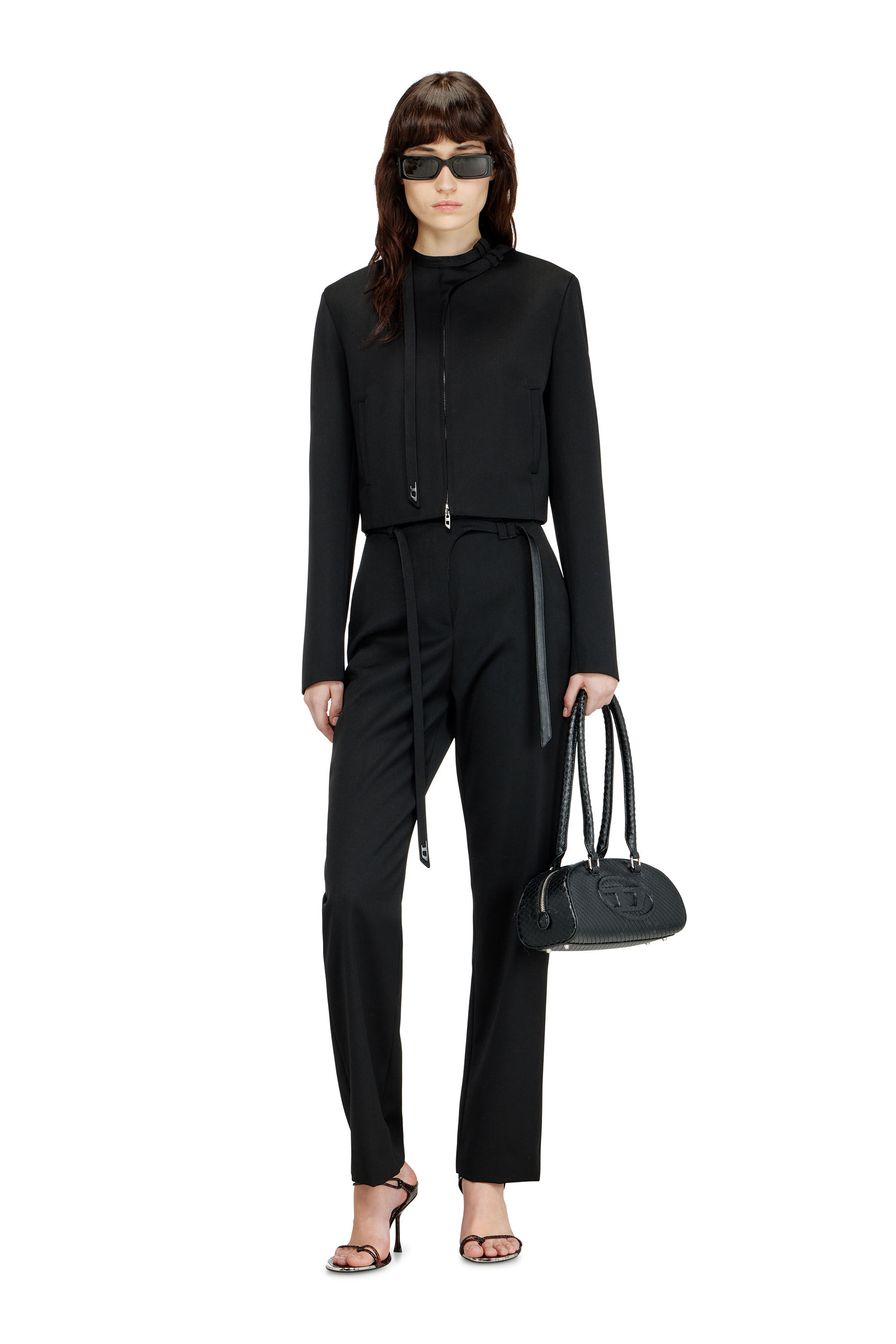 Diesel - P-IXIE-1, Pantalon tailleur avec ceinture biker Femme in Noir - 1