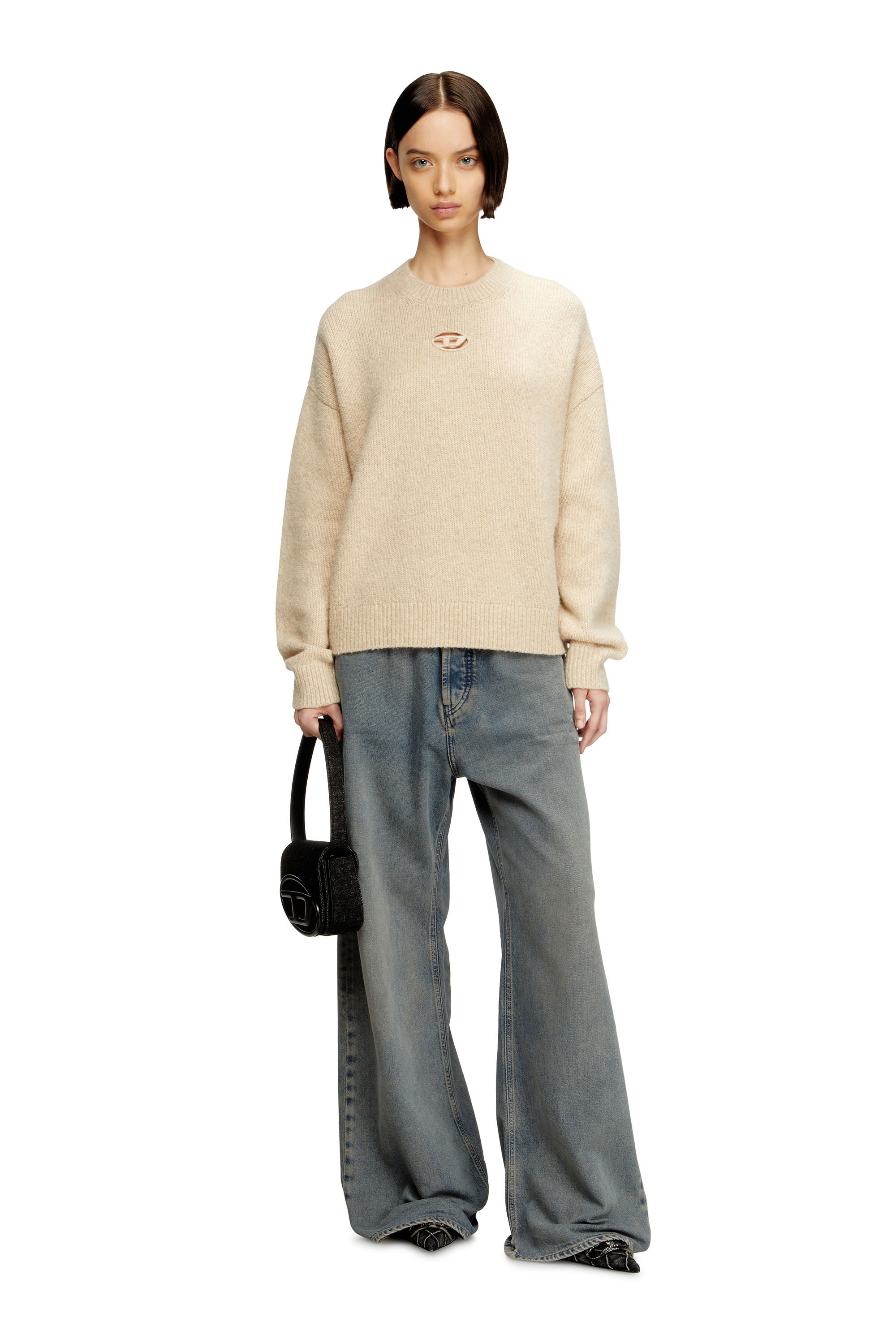 Women's 1DR-Iconic shoulder bag in washed denim | Black | Diesel