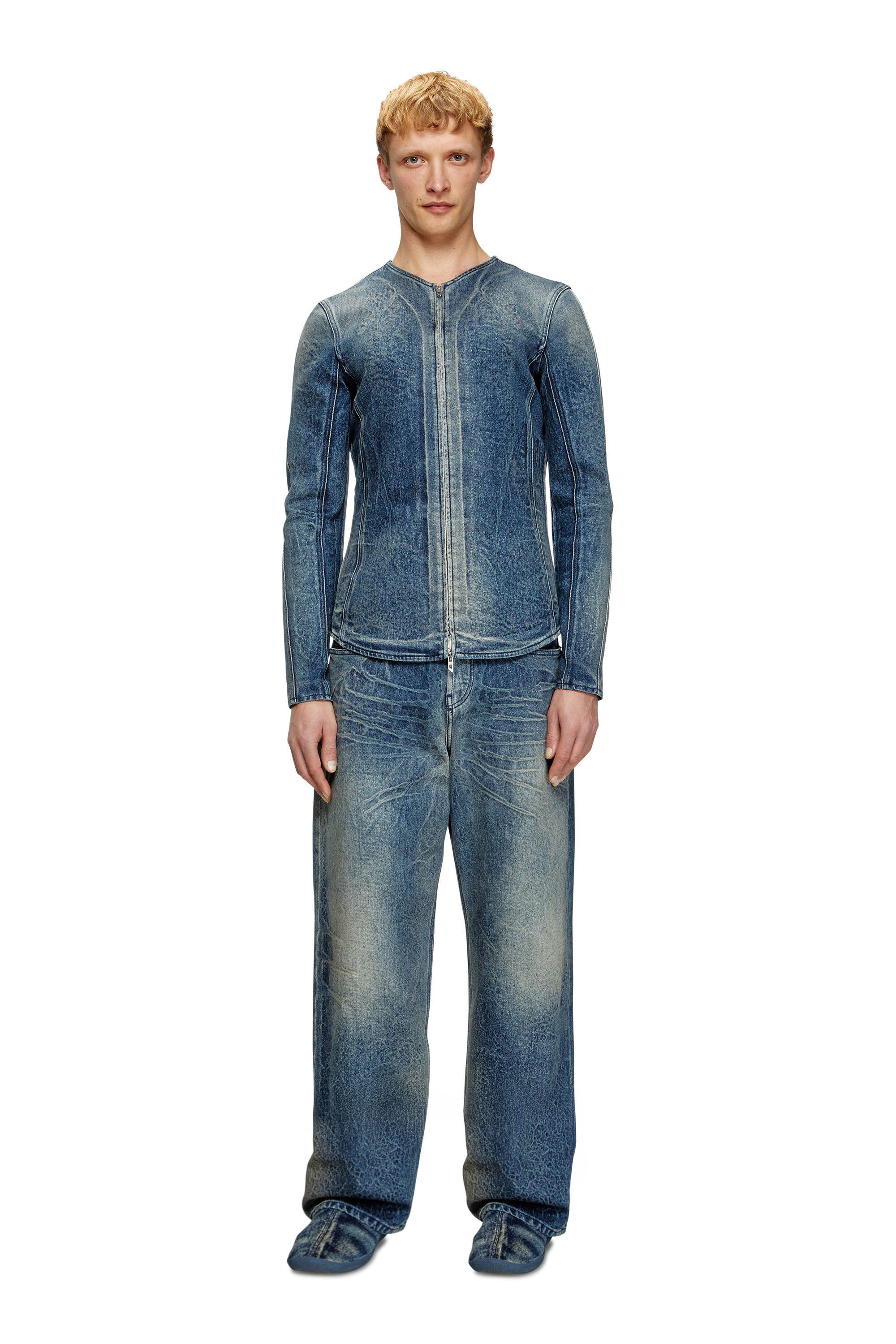 Diesel - D-CARDI-FSG, Veste en denim Ghost embossé Homme in Bleu - 1