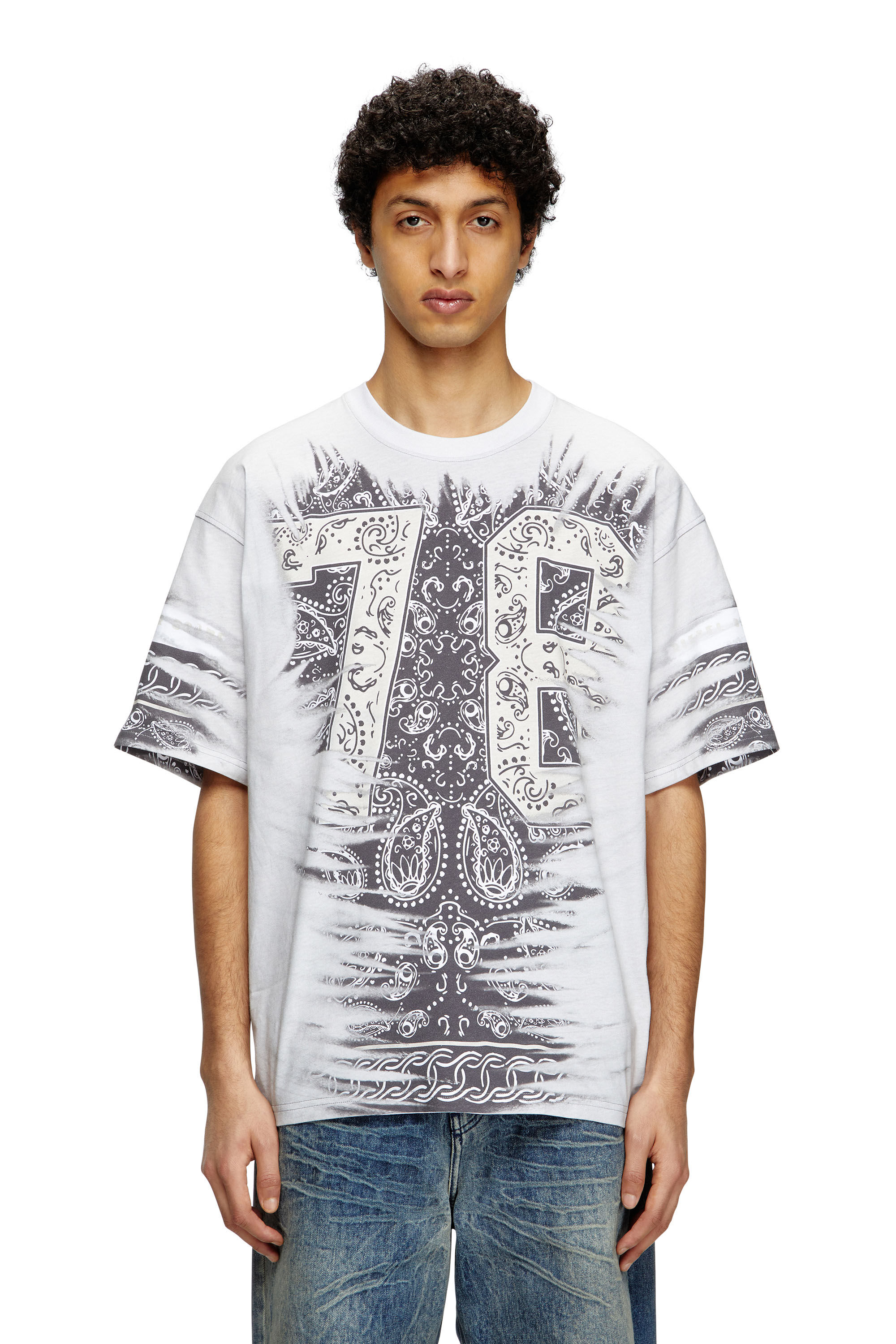 Diesel - T-BOXT-78-R1, T-shirt avec imprim&eacute; bandana 78 Homme in Blanc - 3