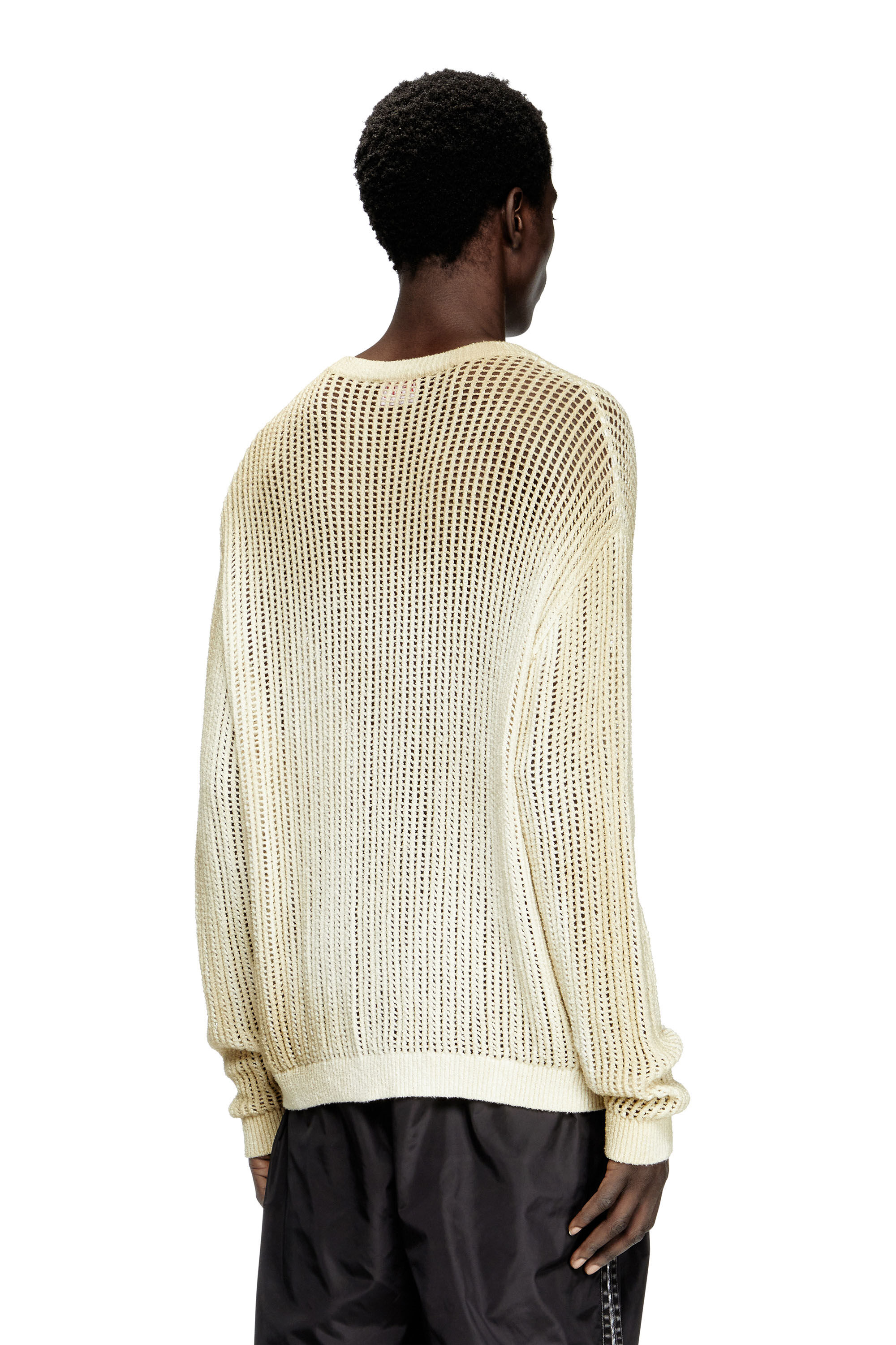 Diesel - K-SKUAT, Pull en tricot ouvert effet vieilli Homme in Beige - 4