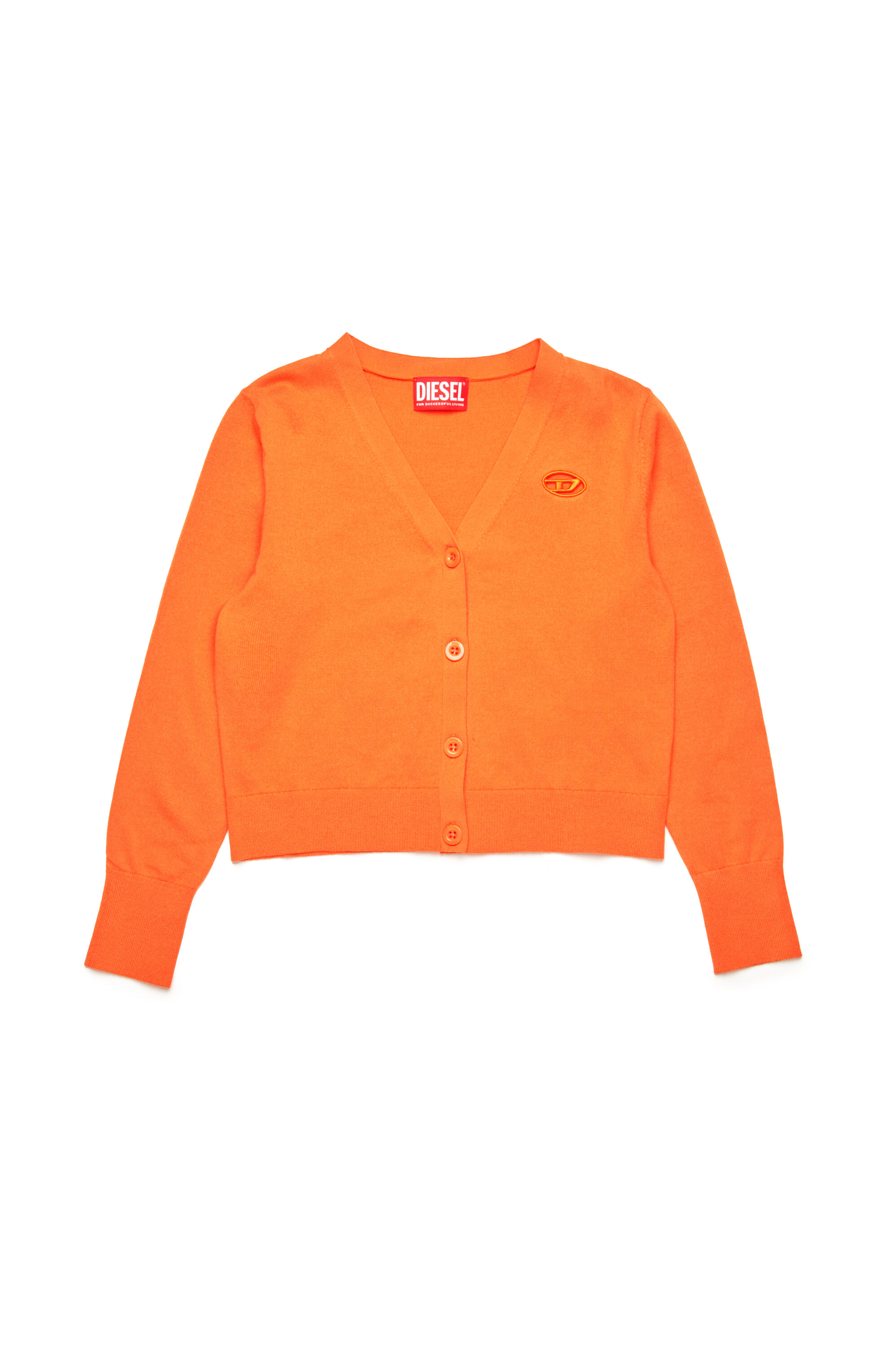 Diesel - KMARTE, Cardigan avec cut-out à logo Oval D Femme in Orange - 1