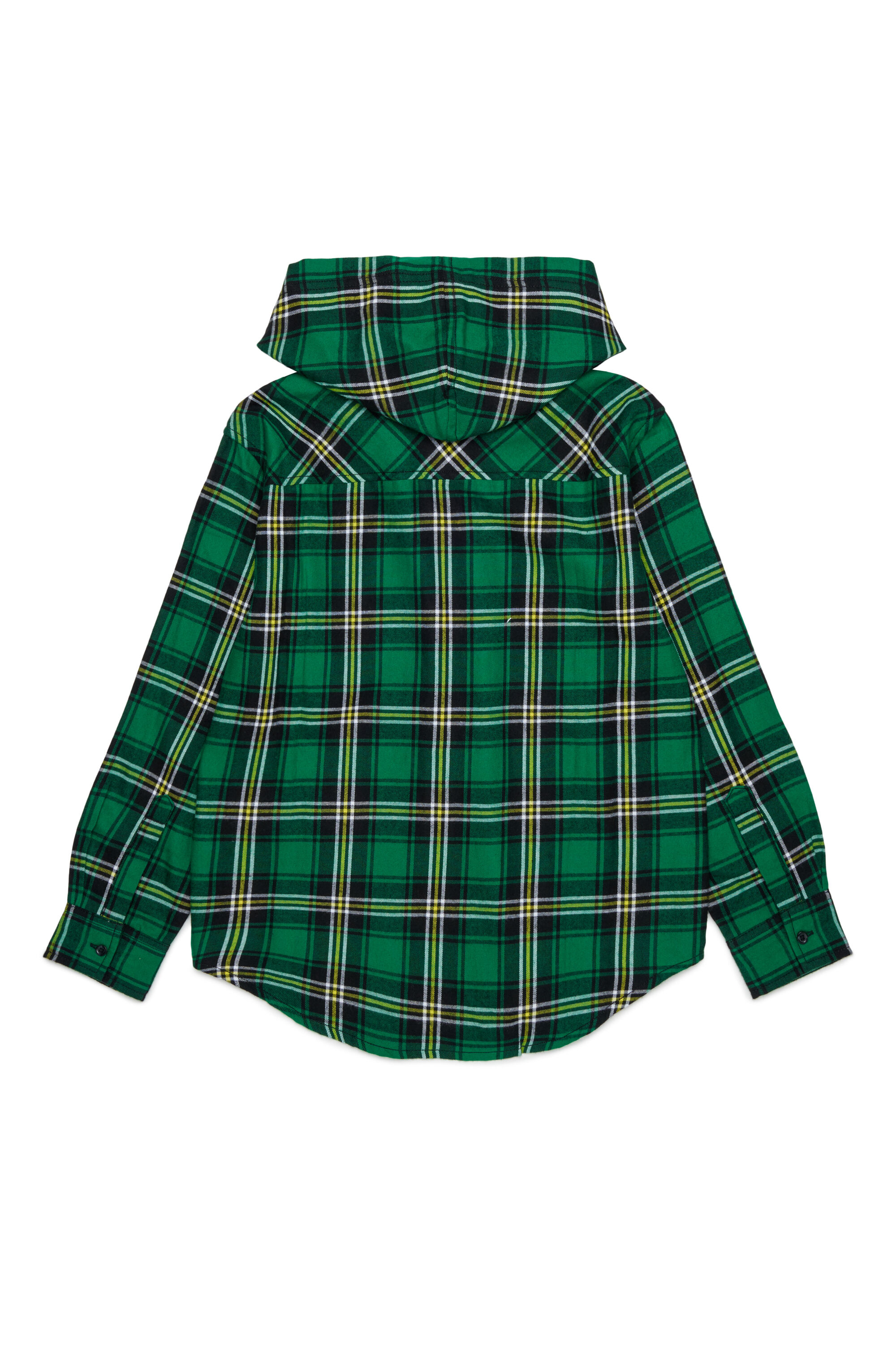 Diesel - CHECK OVER, Chemise &agrave; carreaux &agrave; capuche avec broderie Oval D Homme in Vert - 2