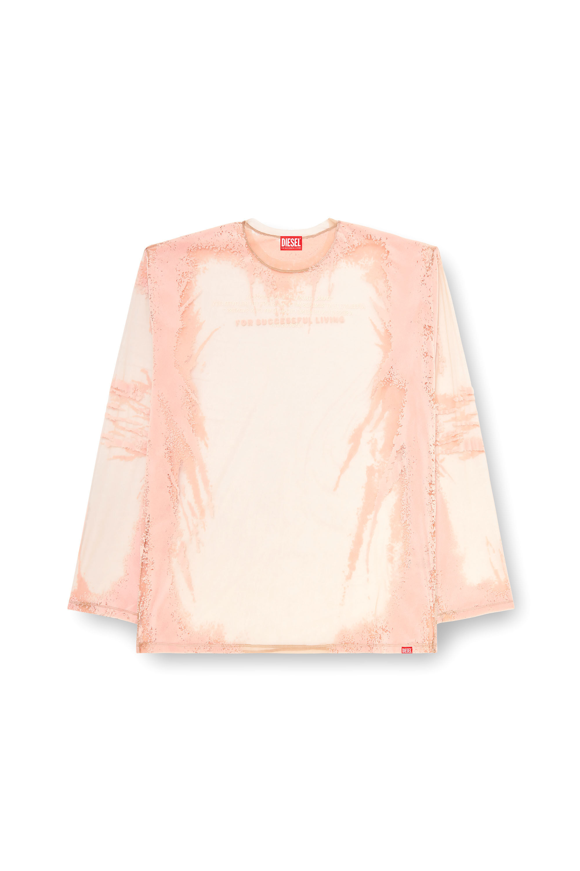 Diesel - T-HASSAN-LS-A, T-shirt en nylon à manches longues avec imprimé paroles Mixte in Rose - 2