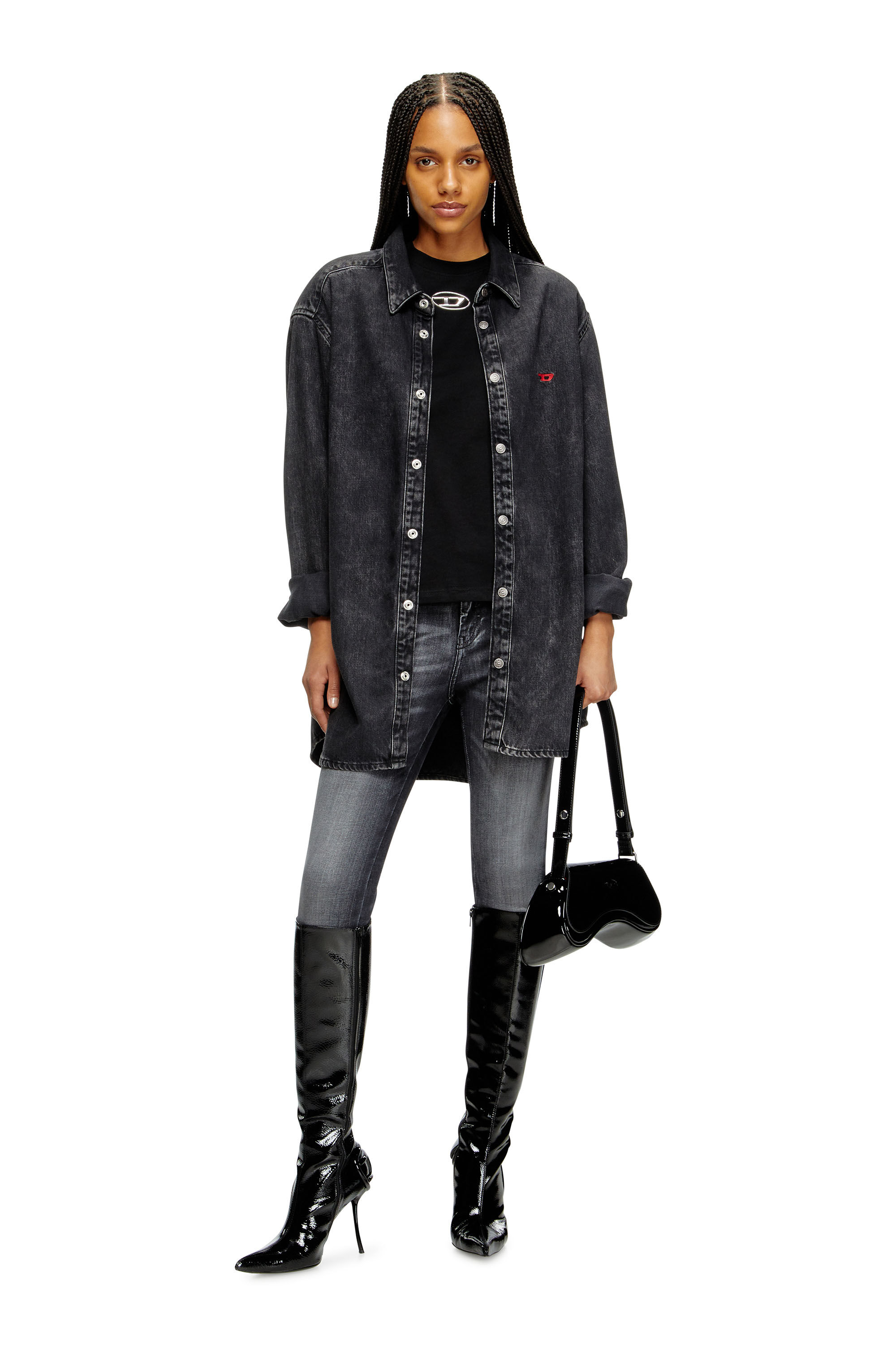 Diesel - T-REGS-OD-Q1, T-shirt regular fit avec Oval D Femme in Noir - 1