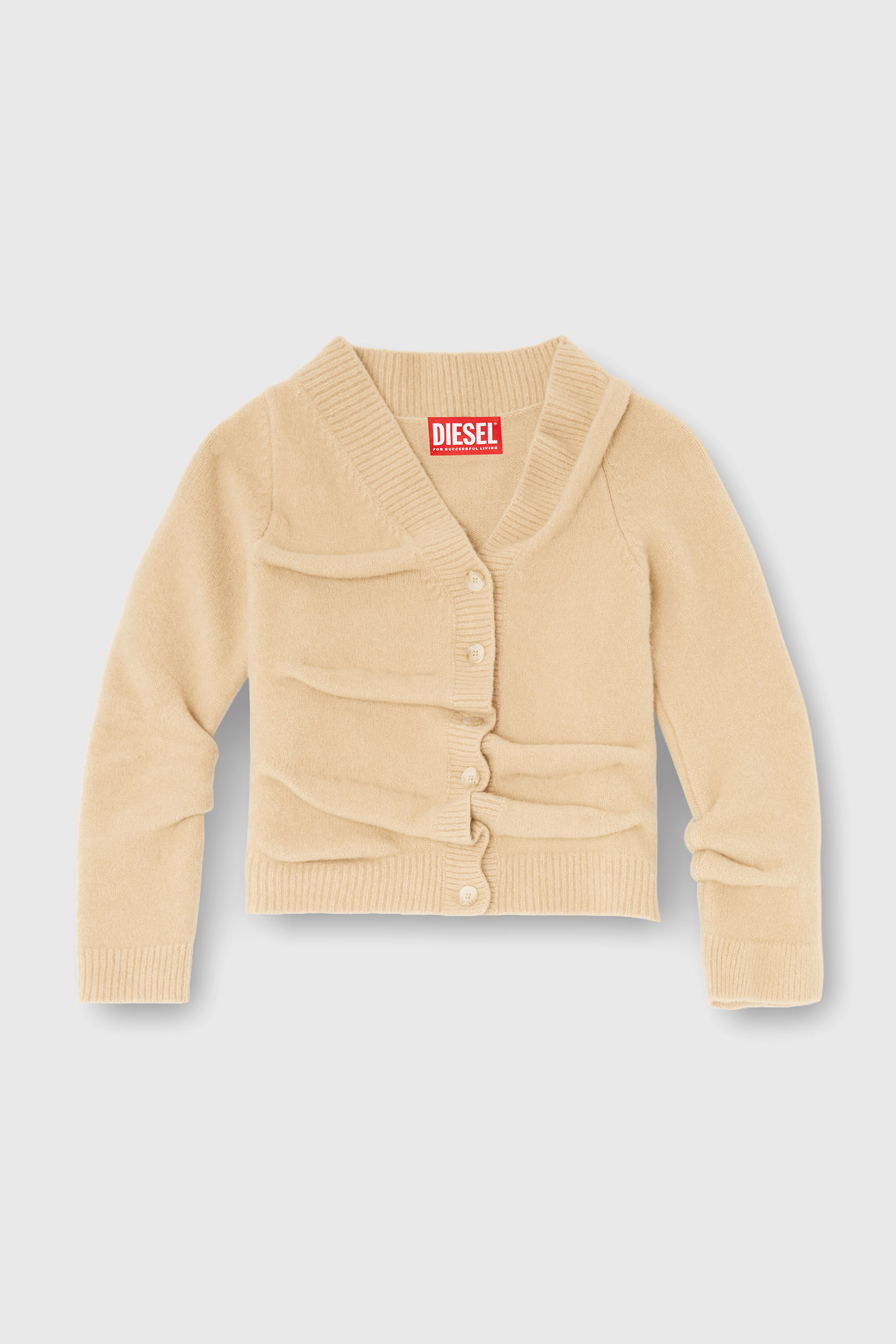 Diesel - M-AVA, Cardigan court en maille bouillie froiss&eacute;e Femme in Beige - 2