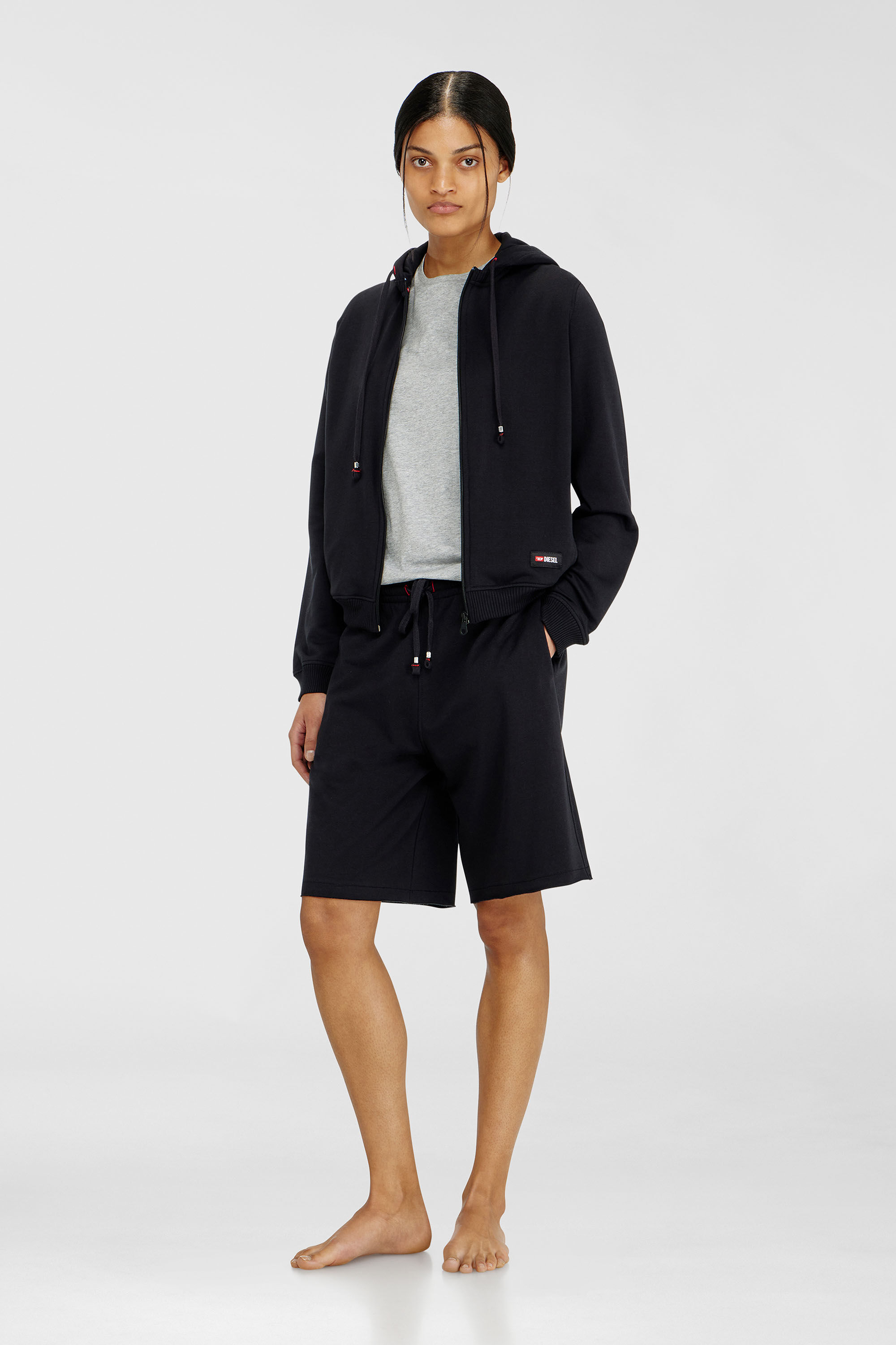Diesel - HARRIET-D-CORE, Sweat &agrave; capuche en m&eacute;lange de coton gratt&eacute; Femme in Noir - 1