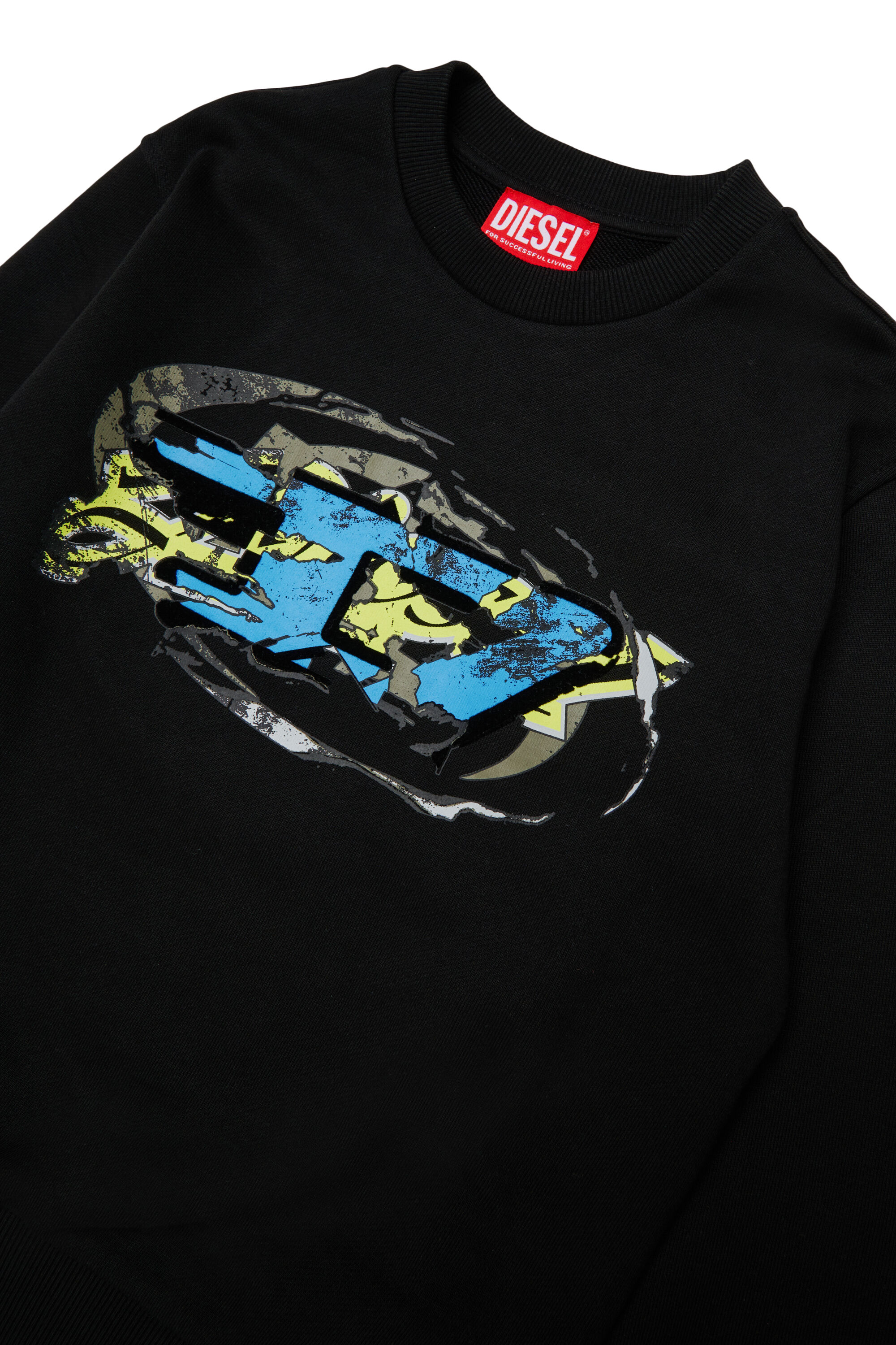 Diesel - SCRAP OVER, Sweat-shirt avec imprim&eacute; graphique Oval D Homme in Noir - 3