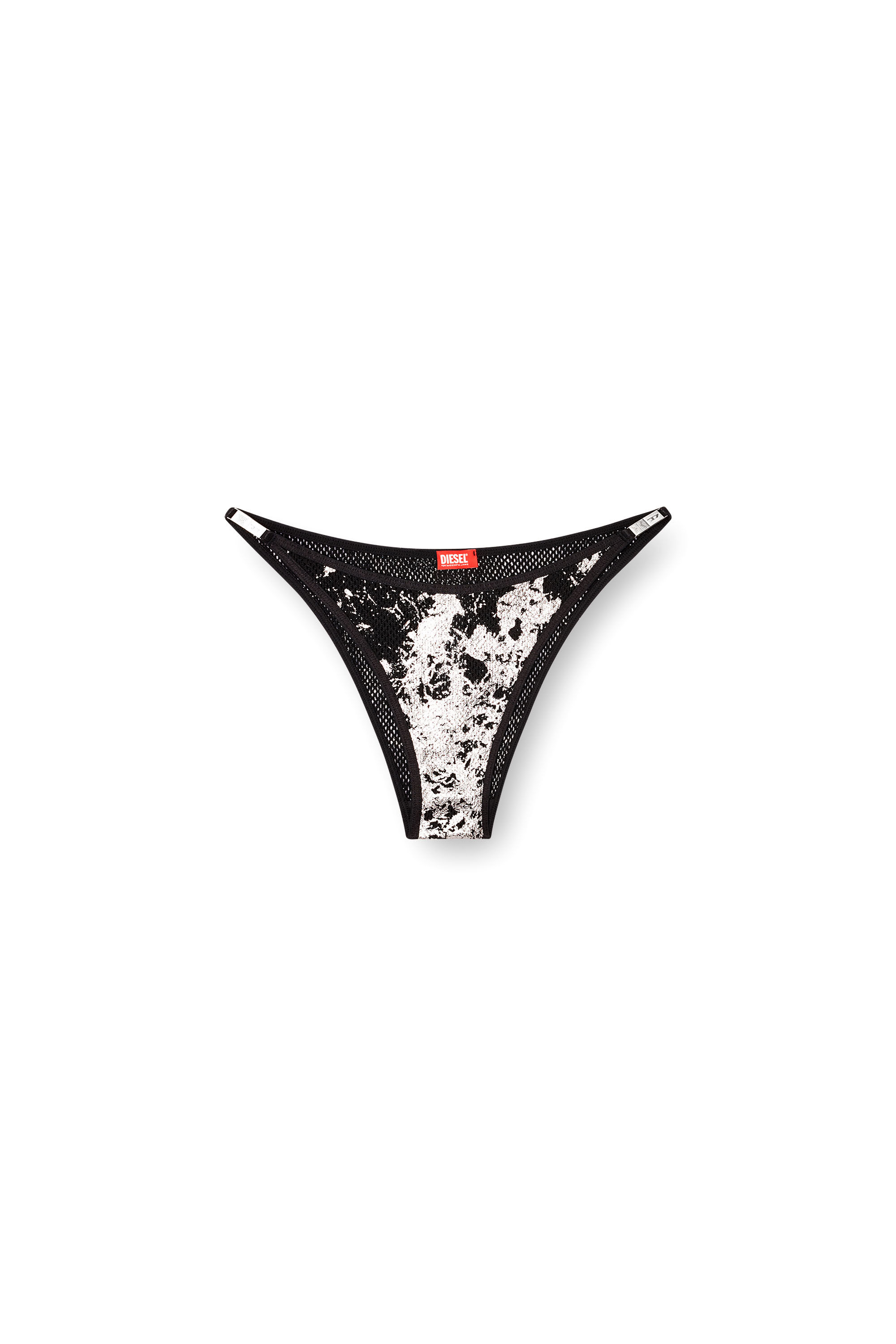 Diesel - FISHNET-STRING, Lingerie en résille métallisée Femme in Noir - 2