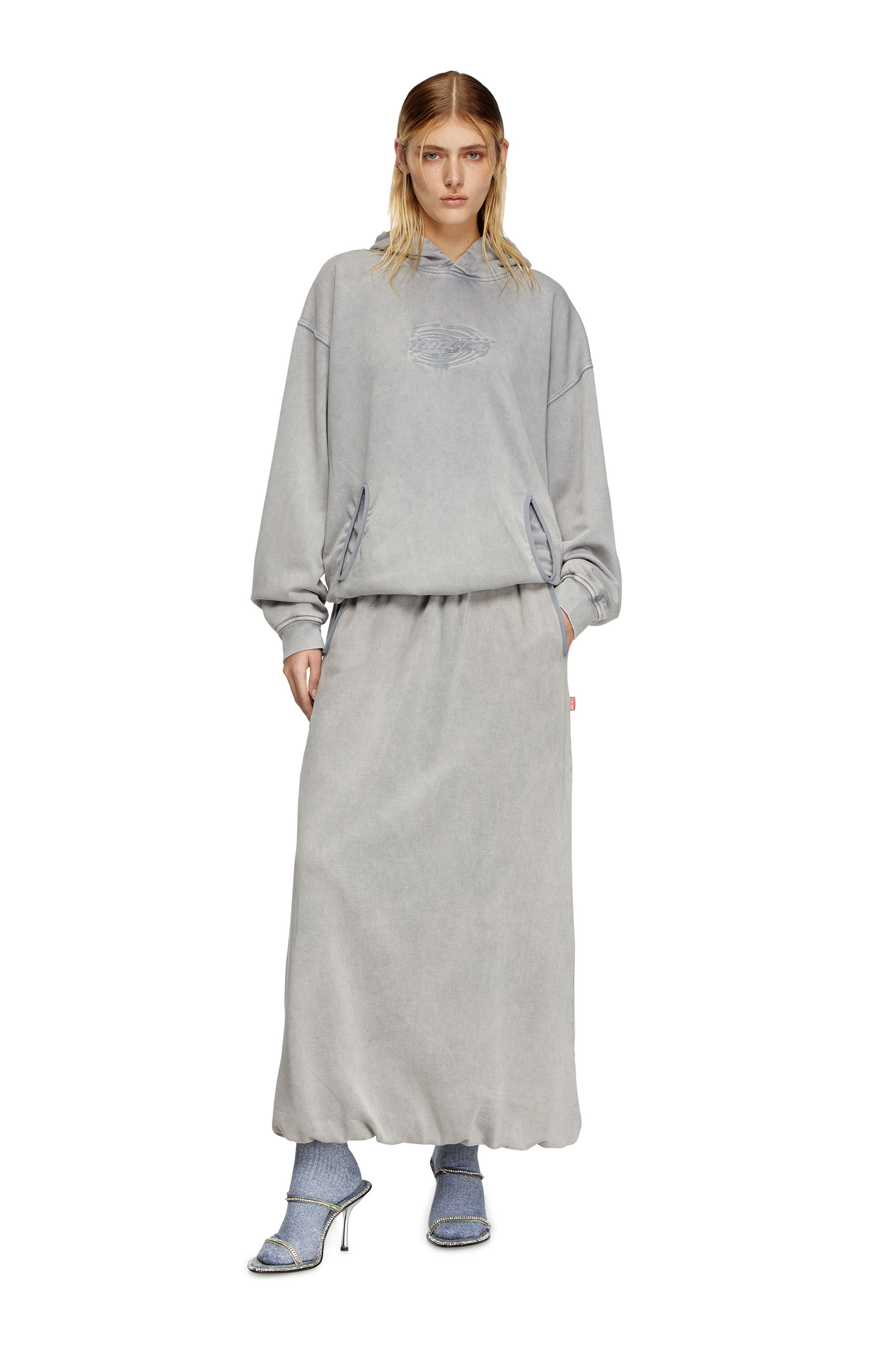 【送料&関税込】Diesel S-boxstic-hood Acid-wash Hoodie Women's Gathered acid-wash hoodie | Grey | Diesel
