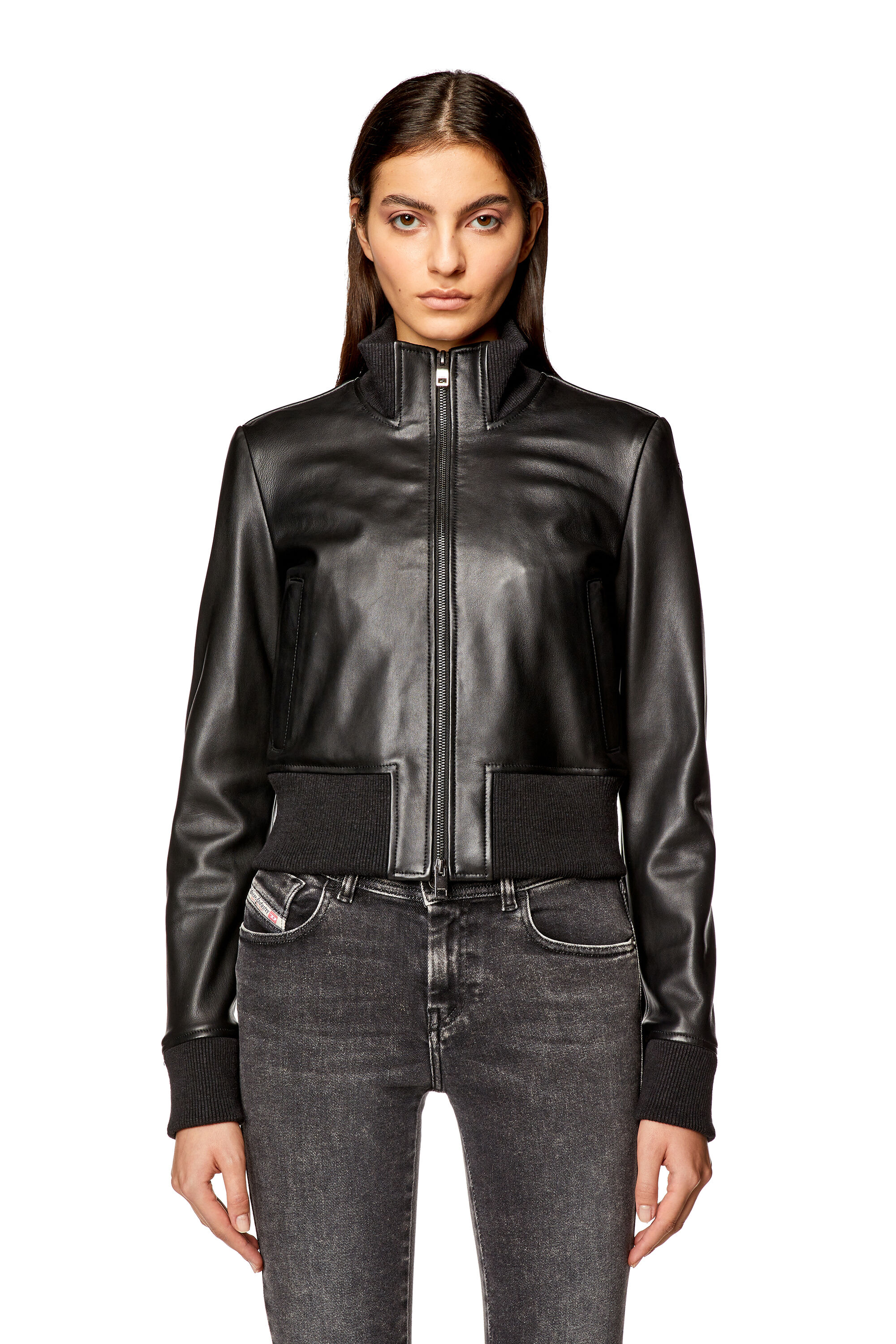 deubo”羊革”スペイン製 “短丈“bomber jacket BOSS - Kids' metallic bomber jacket with contrast trims - Silver