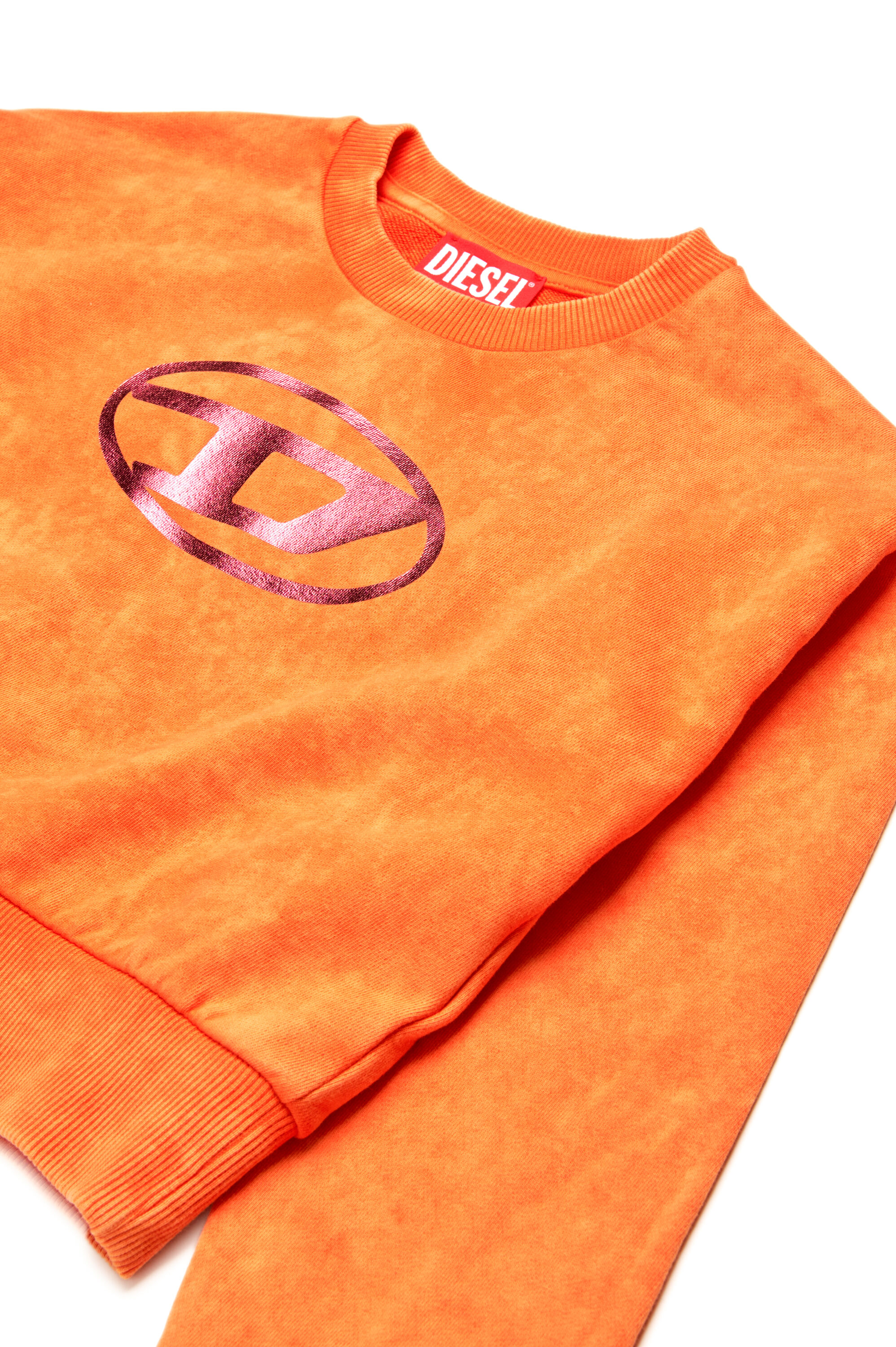 Diesel - SLEMPY, Sweat-shirt marbré avec logo métallisé Femme in Orange - 3