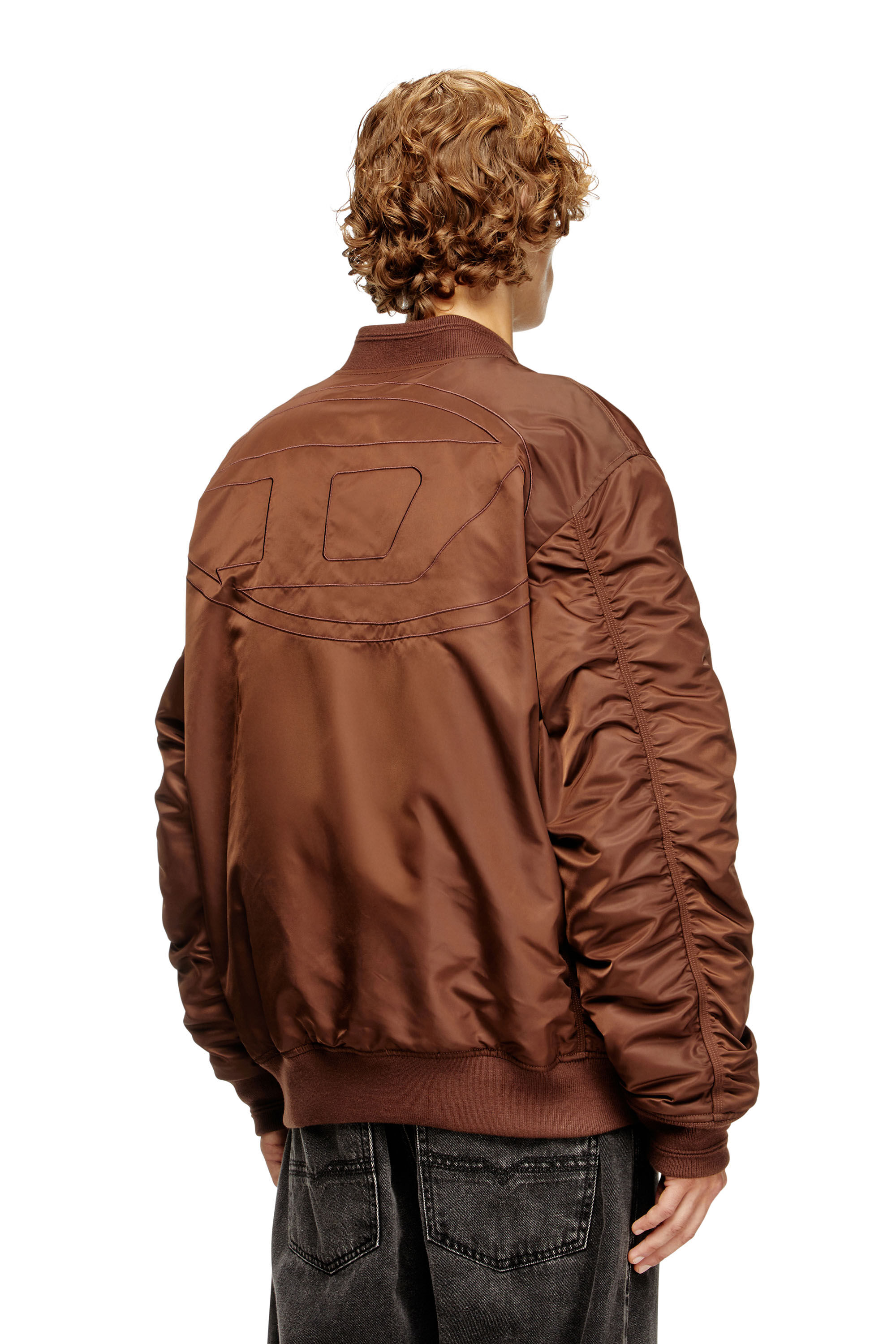 Diesel - J-HELD, Veste bomber en nylon rembourré avec Oval D Homme in Marron - 4