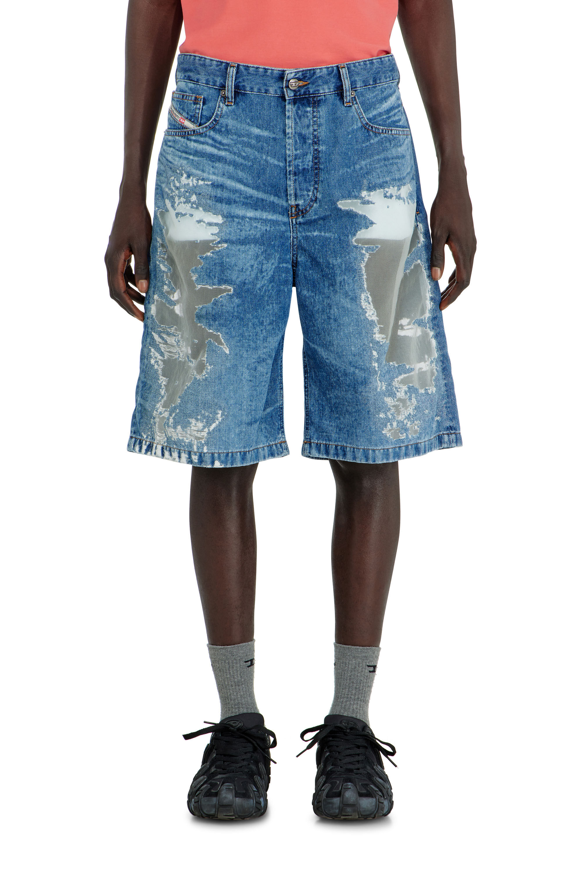 Diesel - PR-DE-SIRE-SHORT, Unisex's Shorts in devor&eacute; denim in Medium blue - 3