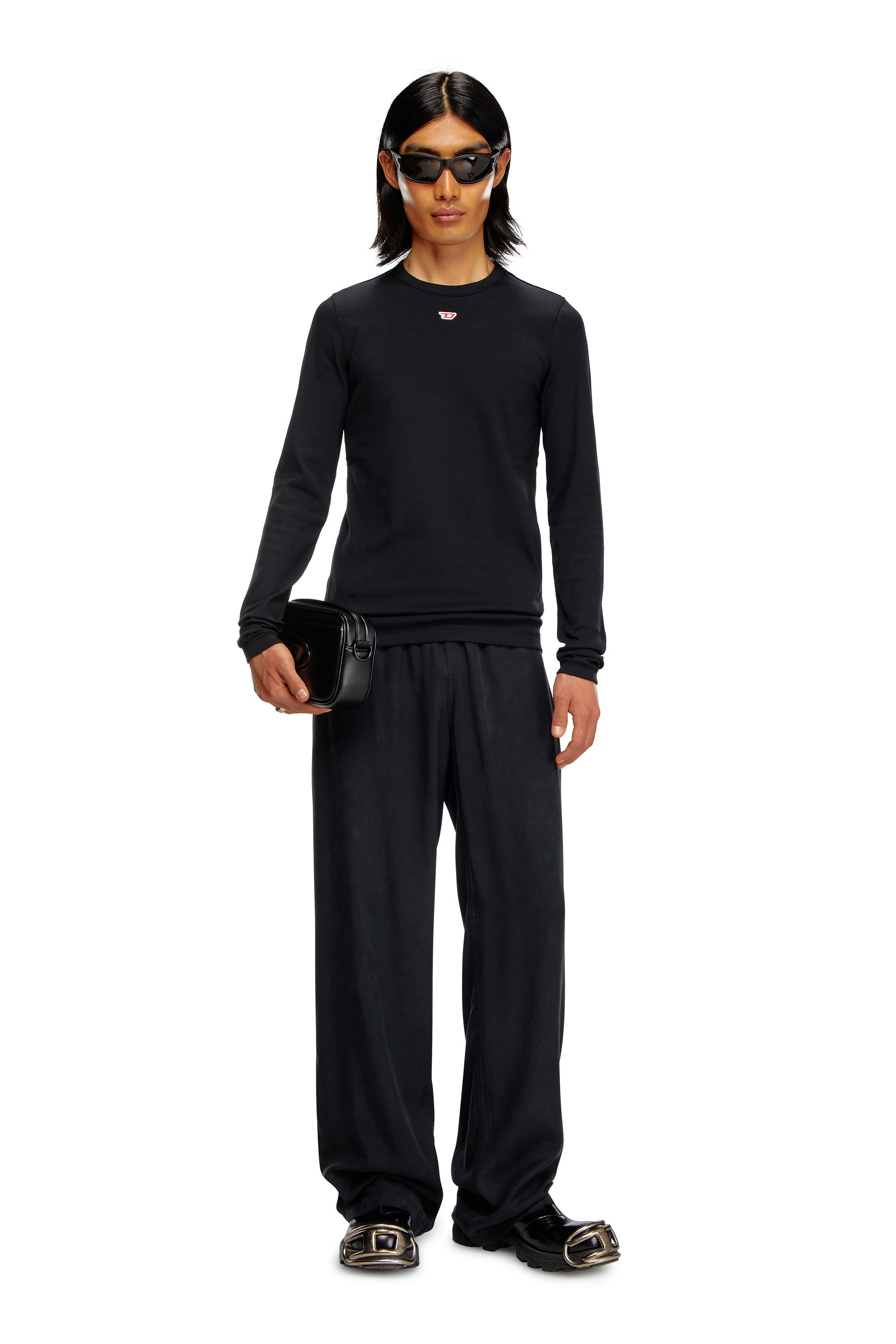 Tシャツ・カットソー DIESEL SS25 D-RIBBER-N (A149500EJAI 100) Men's T-shirt with D patch | White | Diesel