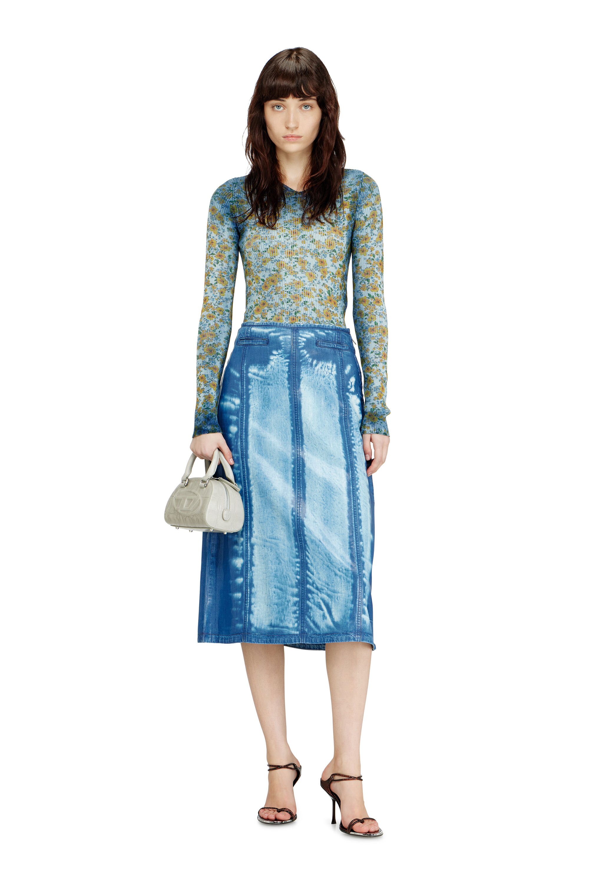 Diesel - 1DR DOME CROSSBODY, 1DR Dome-Mini sac bowling en cuir effet croco Femme in Gris - 1