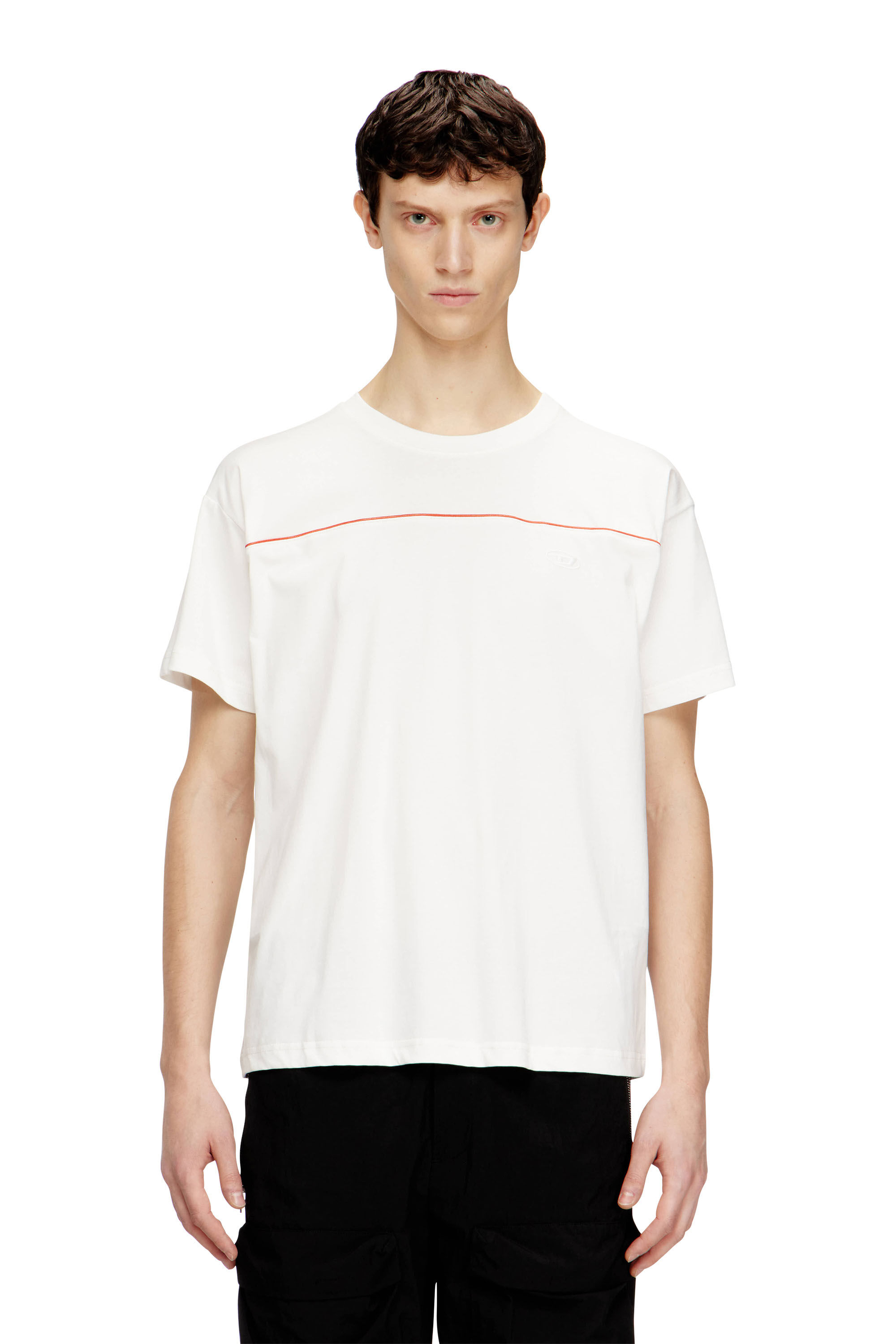 Diesel - T-NORM-PIPING, T-shirt avec passepoil contrastant Homme in Blanc - 3