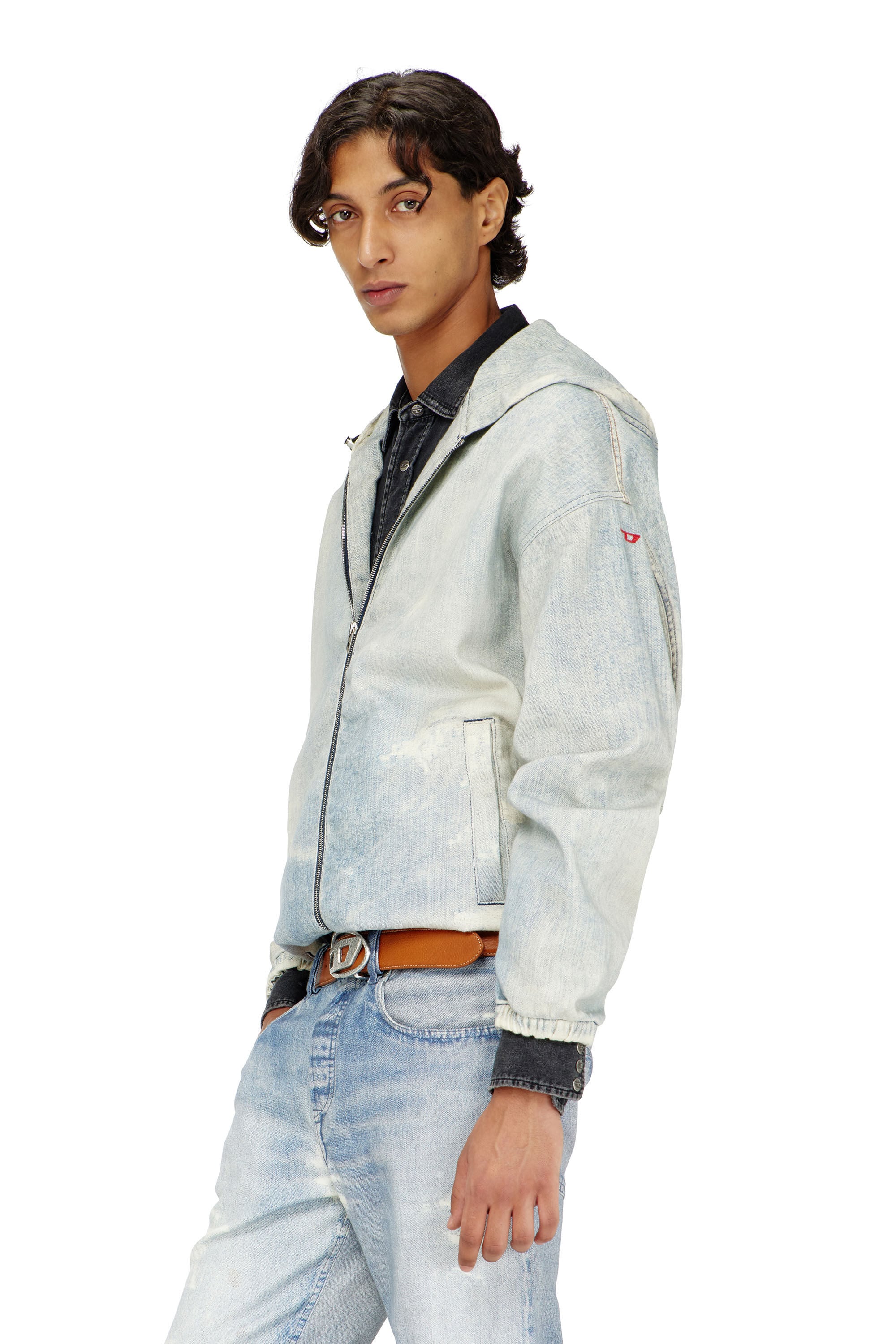 Diesel - D-WYNNY JOGG, Hooded JoggJeans veste effet trompe-l&rsquo;&oelig;il Homme in Bleu - 3