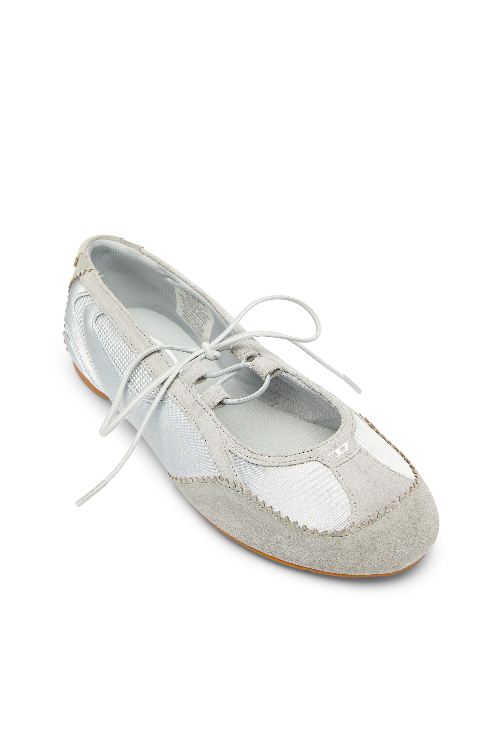 Diesel - D-MILE BALLERINA LACE UP II W, D-Mile - Ballerines &agrave; lacets en cuir et mesh Femme in Gris - 6