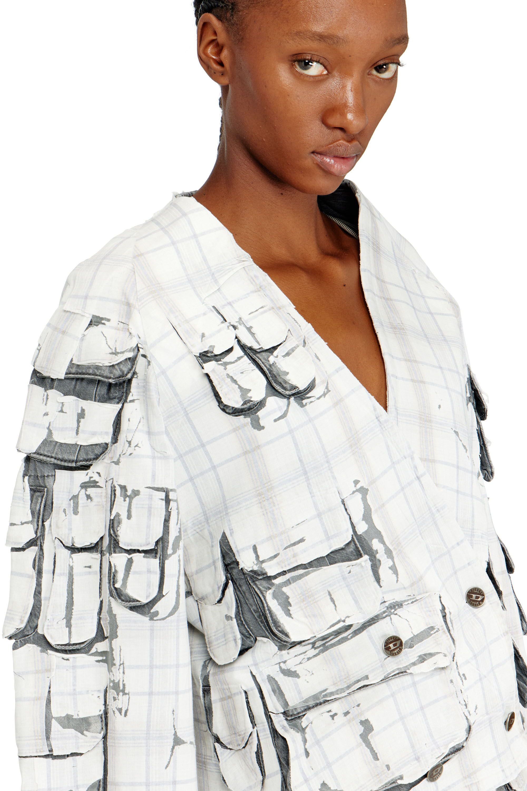 Diesel - DE-TALBAR-FSI, Veste en jean style cardigan avec effet pelable Femme in ToBeDefined - 5