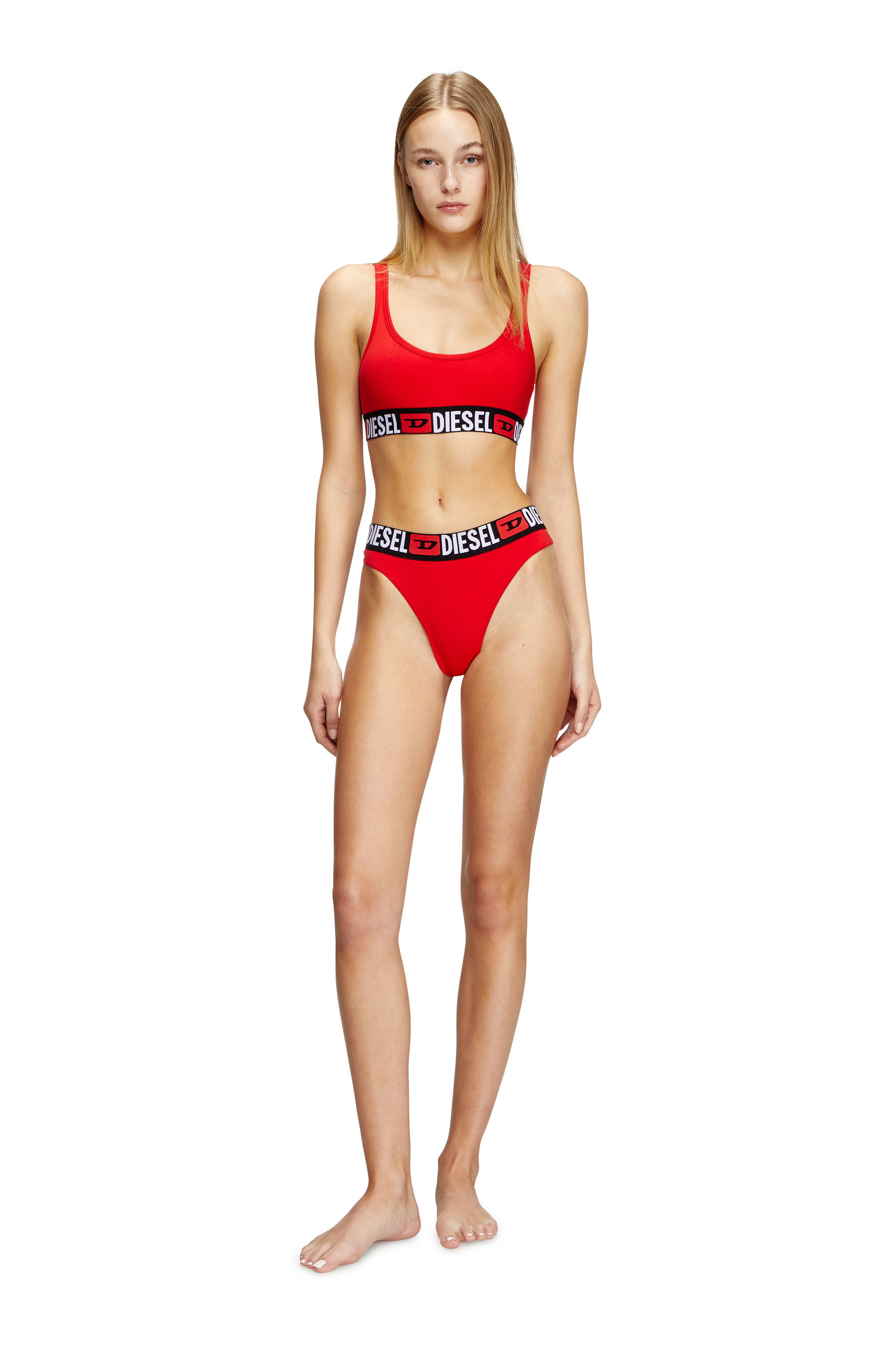 Diesel - UFSB-ORIBA, Bralette avec bande logo Femme in Rouge - 1