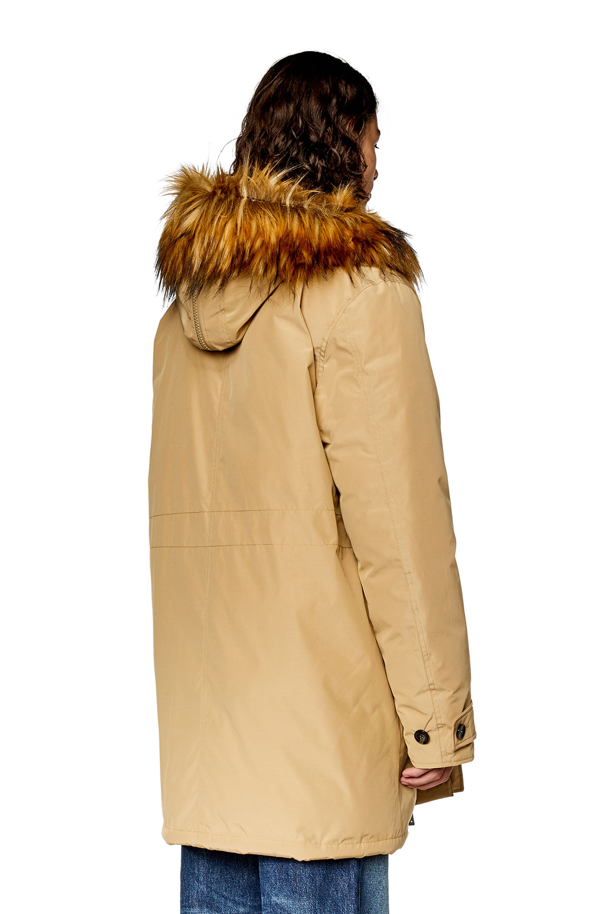 Men's Padded parka with fluffy trim at hood | Brown | Diesel BE