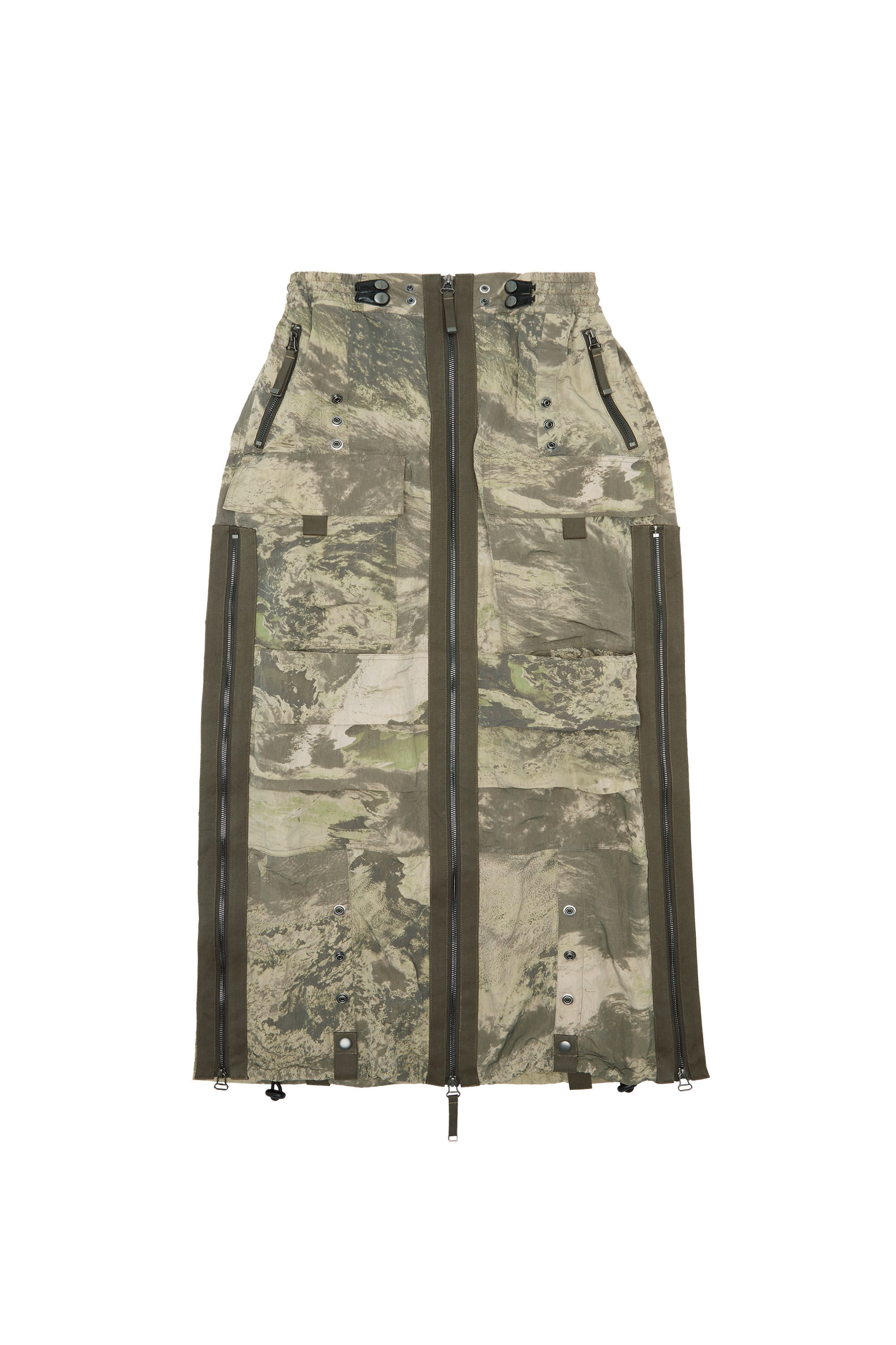 Diesel - O-CREP-N1, Woman Long skirt with cargo pockets in Green - Image 2