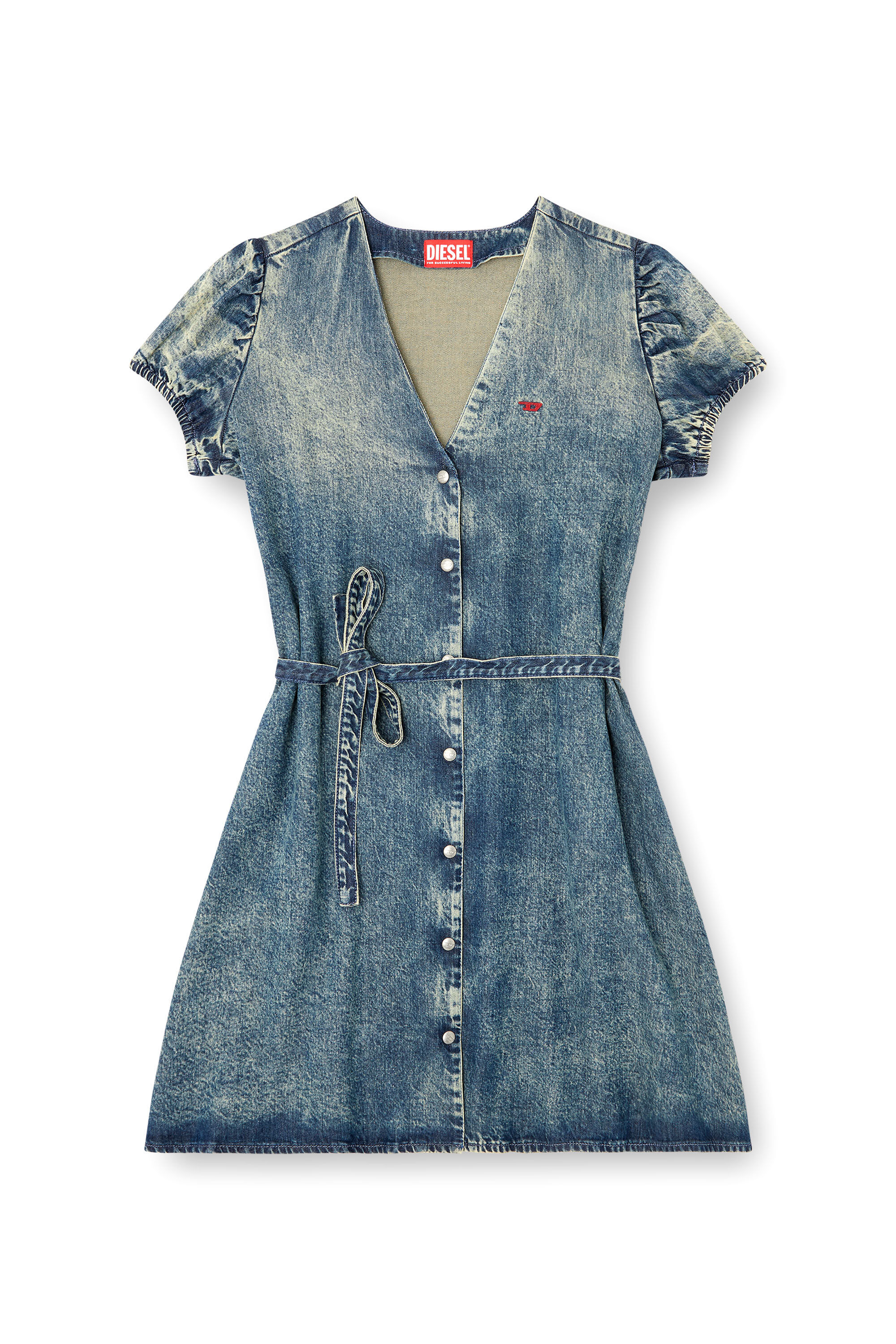 Diesel - DE-OLLISH-D, Robe en denim avec ceinture à la taille Femme in Bleu - 2