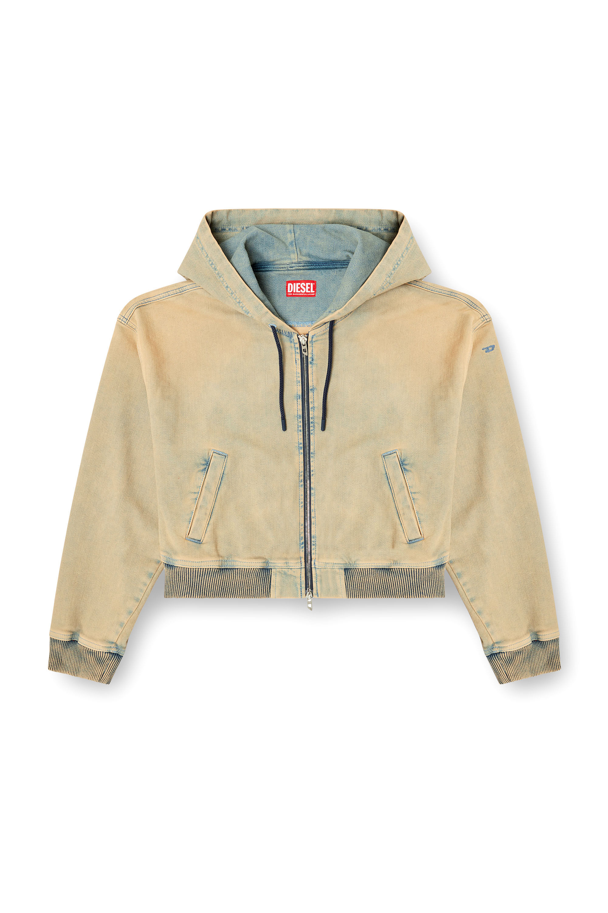 Diesel - DE-GIRI-CROP JOGG, Sweat-shirt à capuche zippé en tissu JoggJeans coloré Femme in Polychrome - 2