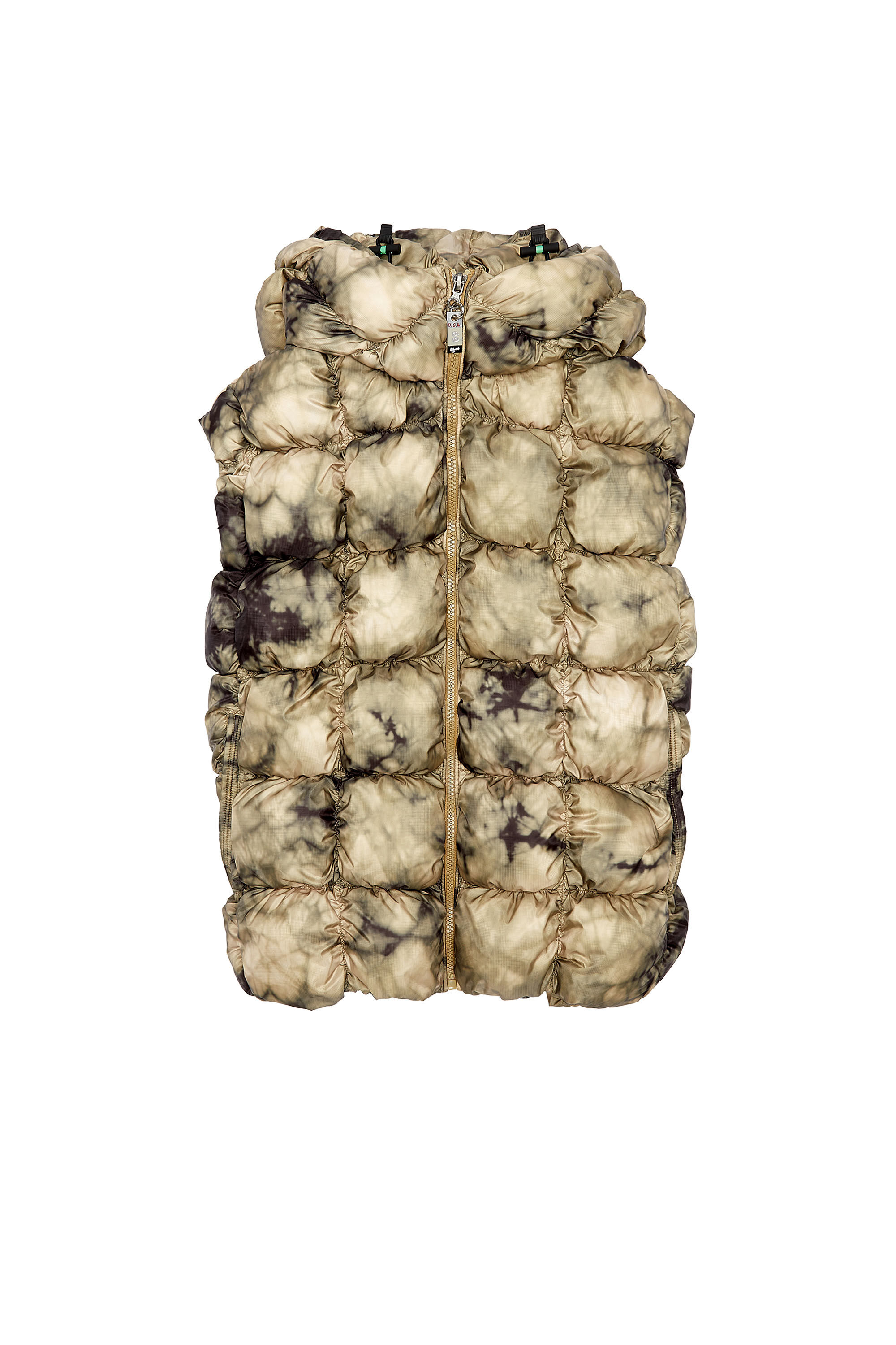 Diesel - W-RALLE-SL, Man's Padded vest jacket with hood in Beige - 2