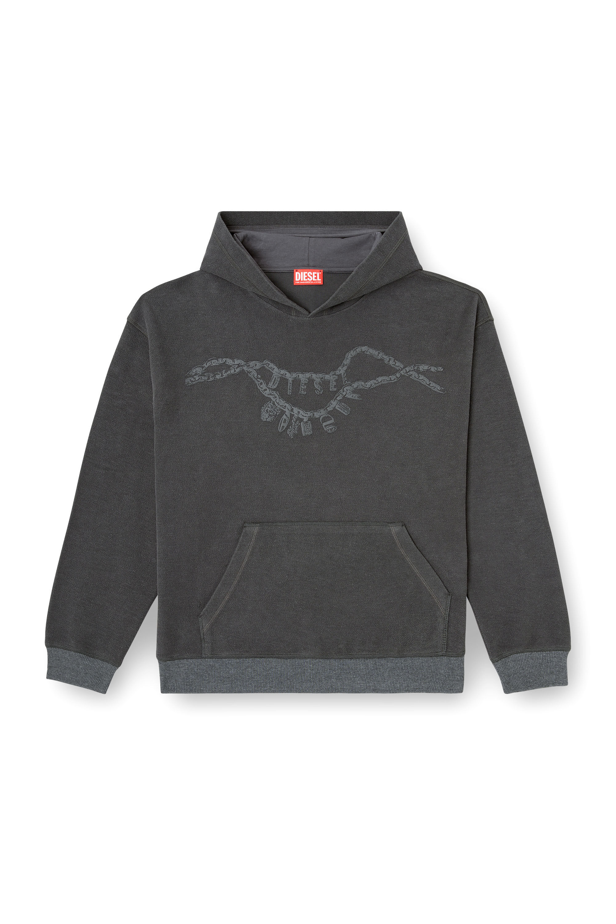 Diesel - S-BOXT-HOOD-HOSHI, Sweat-shirt à capuche avec imprimé collier à breloques Mixte in Gris - 2