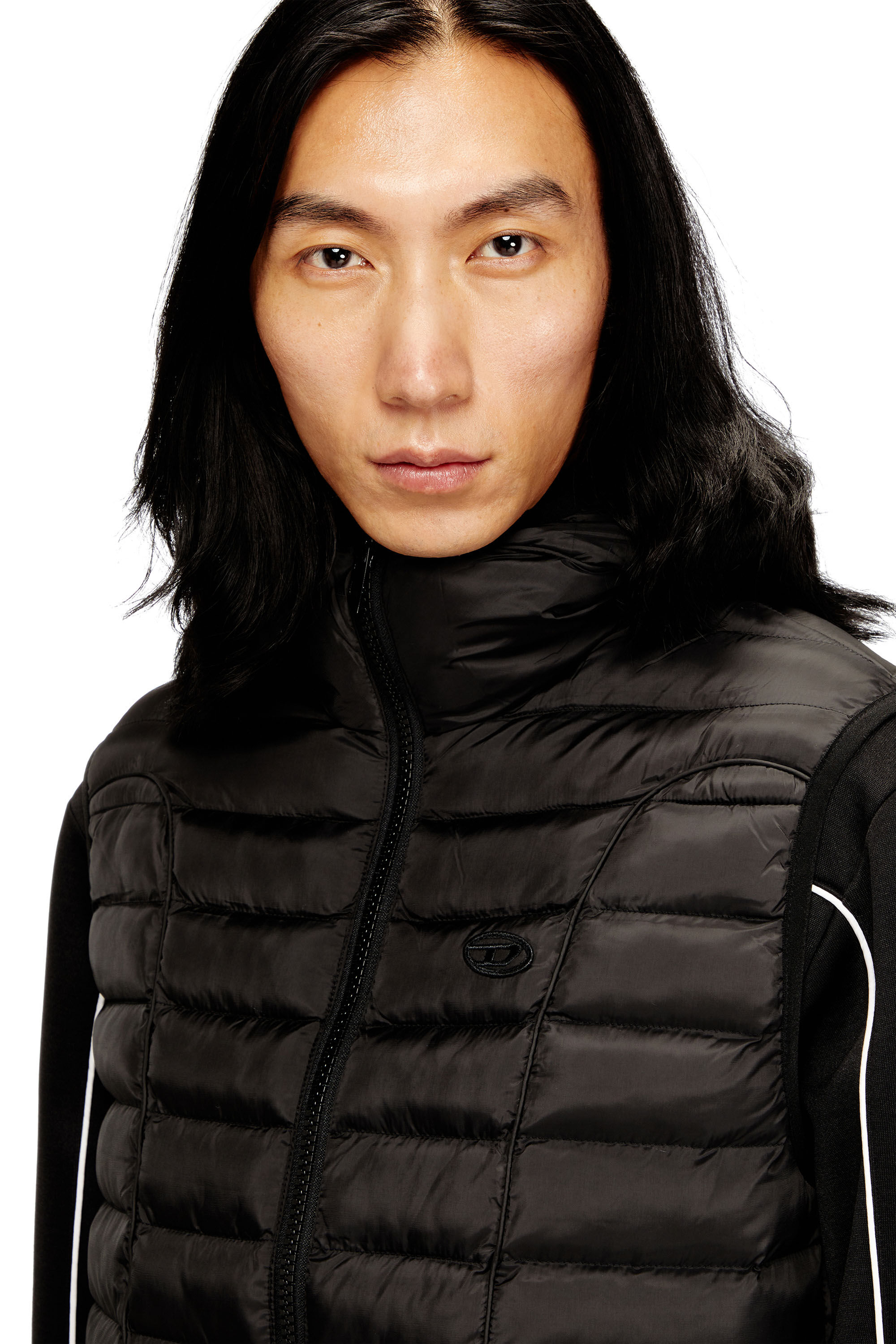 Diesel - W-TEMPLE, Doudoune à capuche en nylon léger Homme in Noir - 5