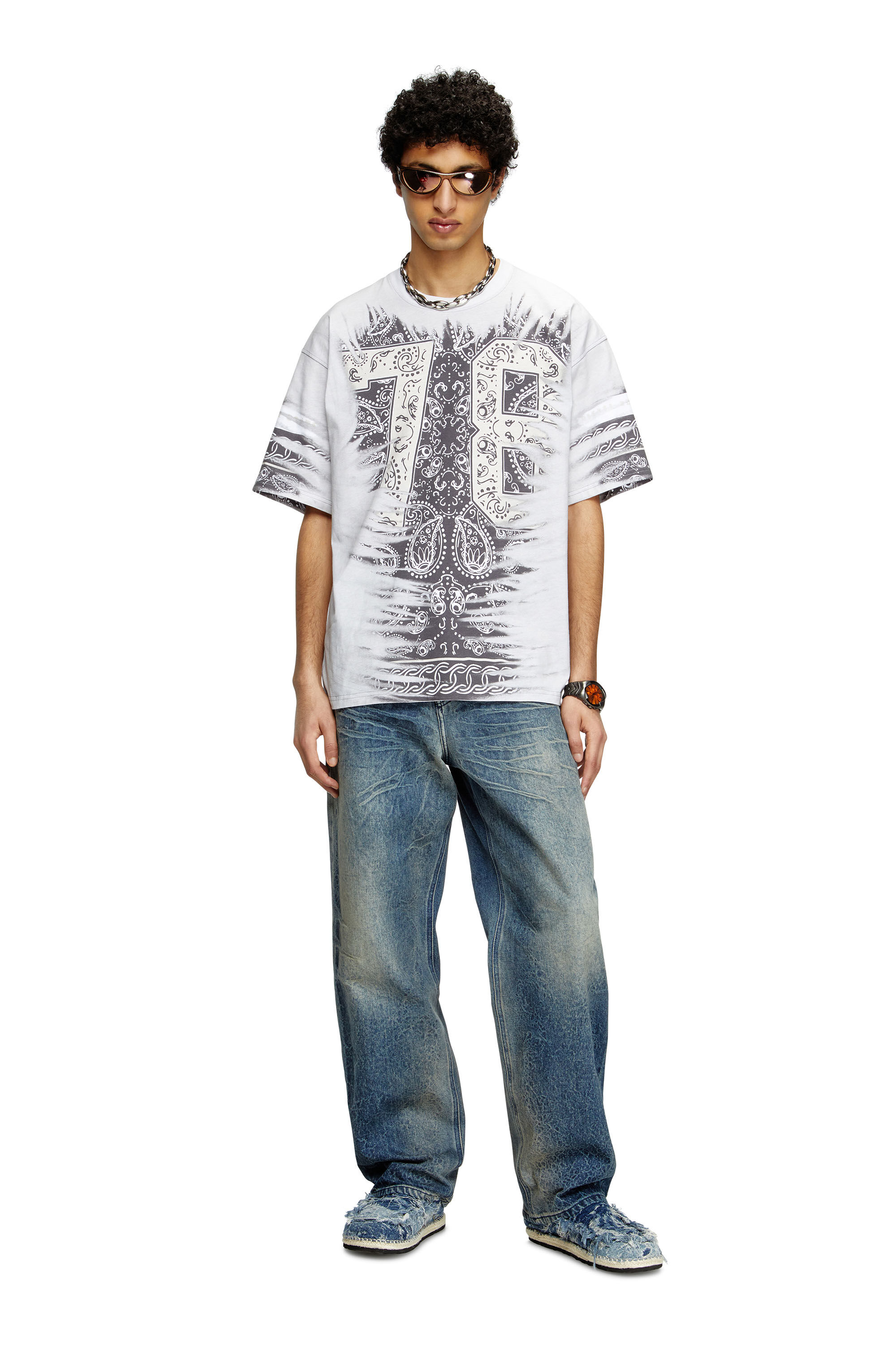 Diesel - T-BOXT-78-R1, T-shirt avec imprim&eacute; bandana 78 Homme in Blanc - 1