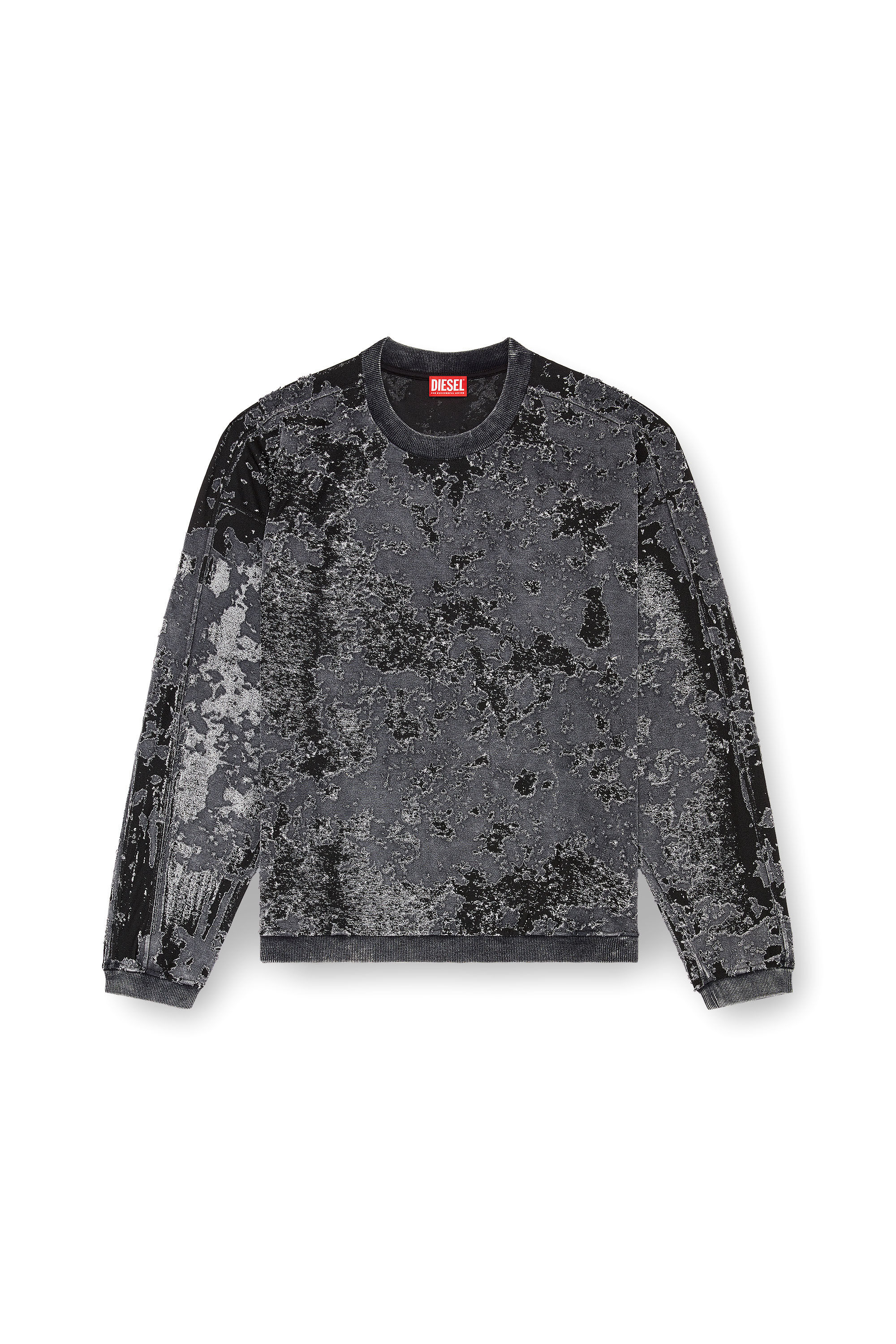 Diesel - S-ARISY, Sweat-shirt dévoré avec effet camouflage Homme in Noir - 2