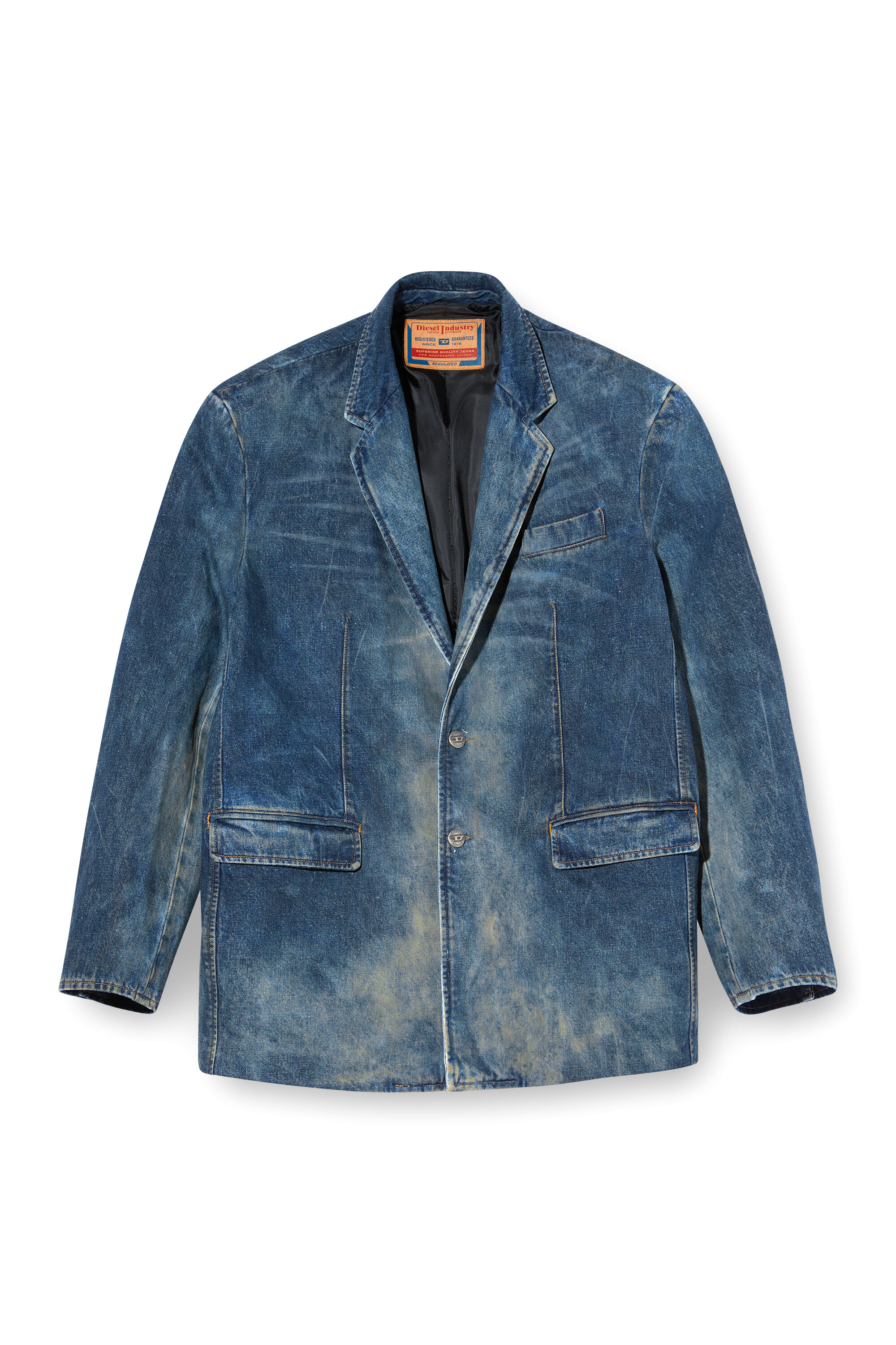 Diesel - D-OVER-DD, Blazer en denim effet sali traité à la main Mixte in Bleu - 2