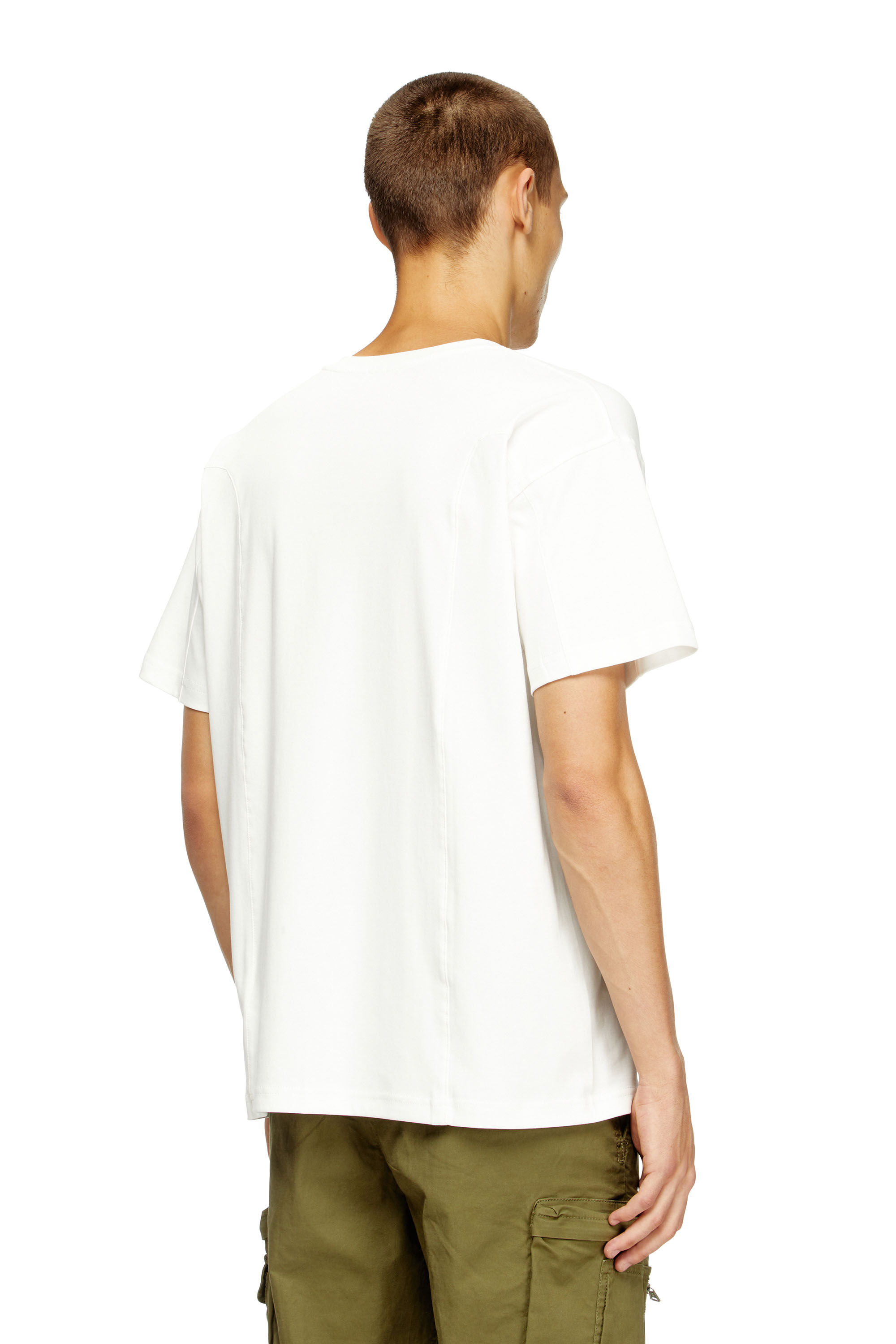 Diesel - T-NORM-INT, T-shirt à manches courtes avec empiècements Homme in Blanc - 4