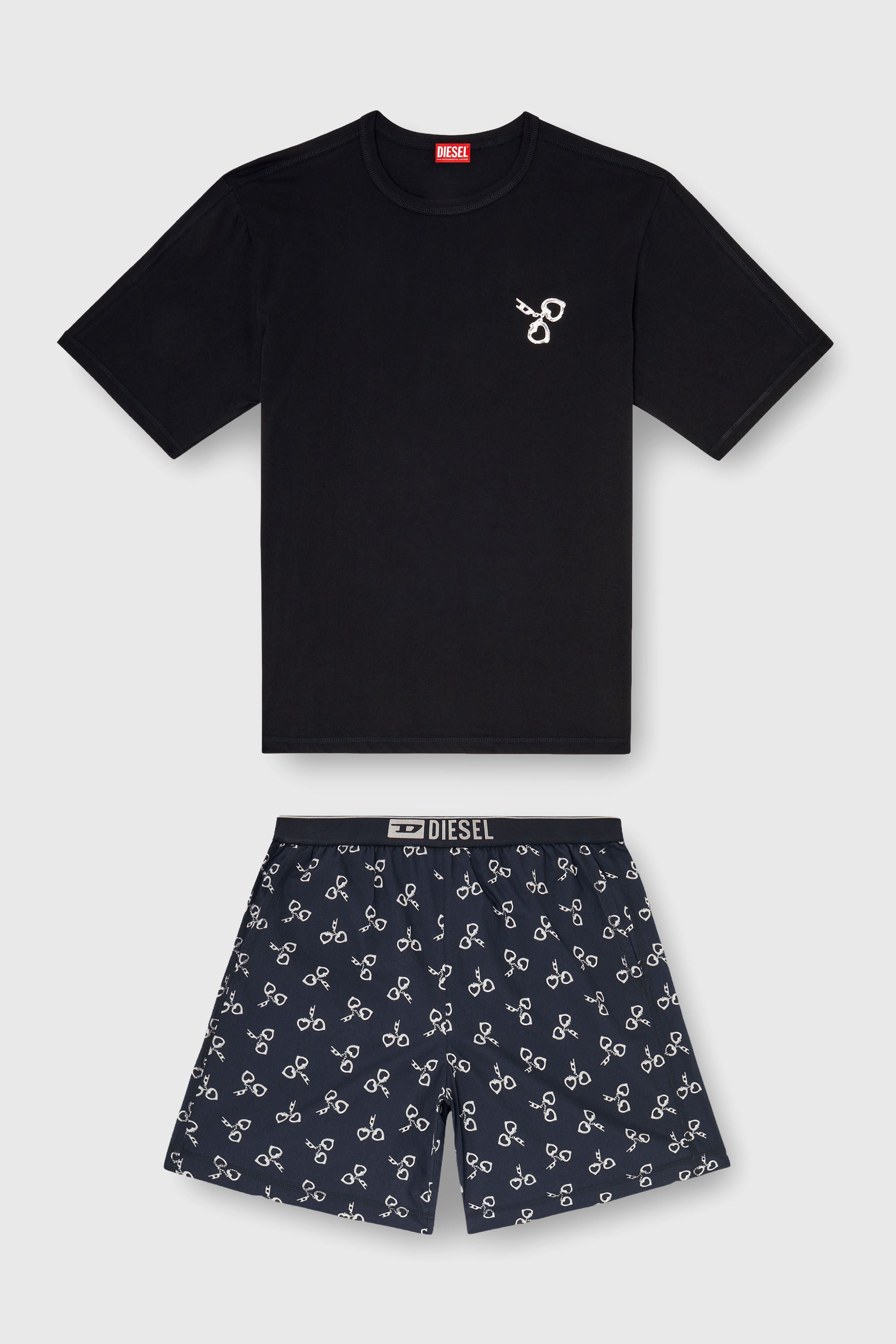 Diesel - KIT-JAMES-D-BOX, Pyjama en coton avec motif menottes Homme in Noir - 2
