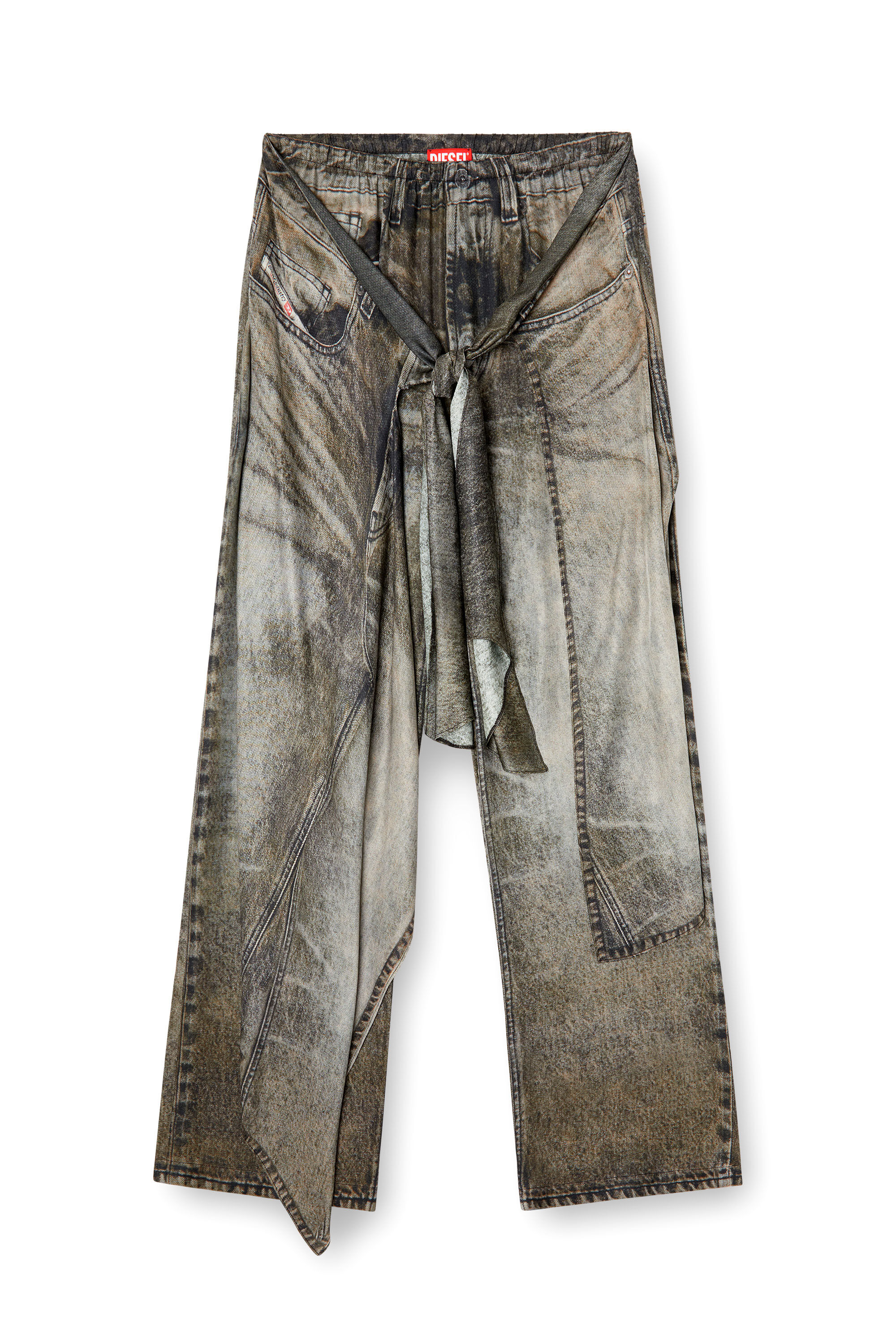 Diesel - P-ALOMA, Pantalon croisé en viscose effet denim Femme in Gris - 2