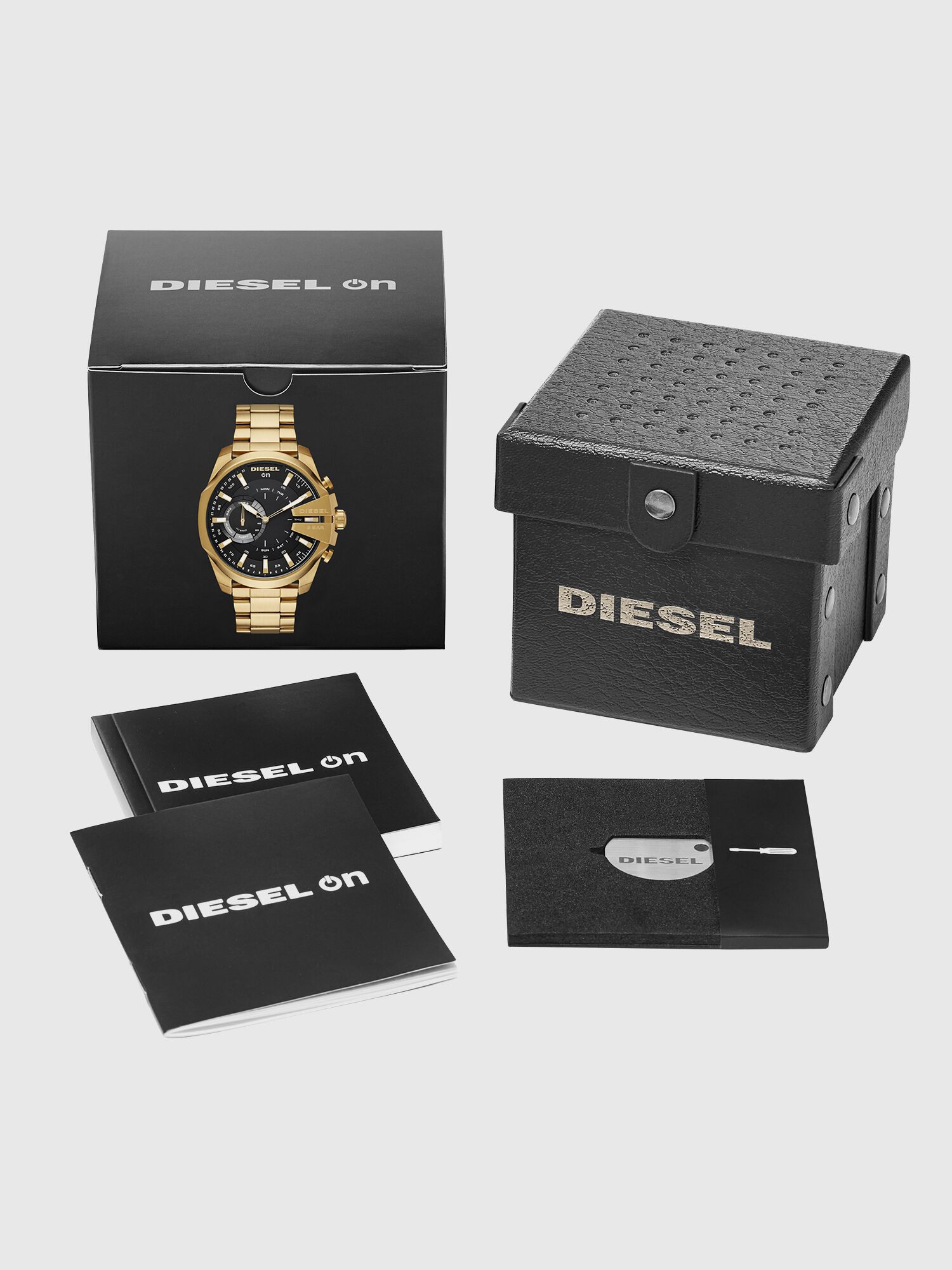 チックスマート D1 メタリックゴールド DT1013 Man: Mega Chief Hybrid gold-tone hybrid smartwatch | Diesel