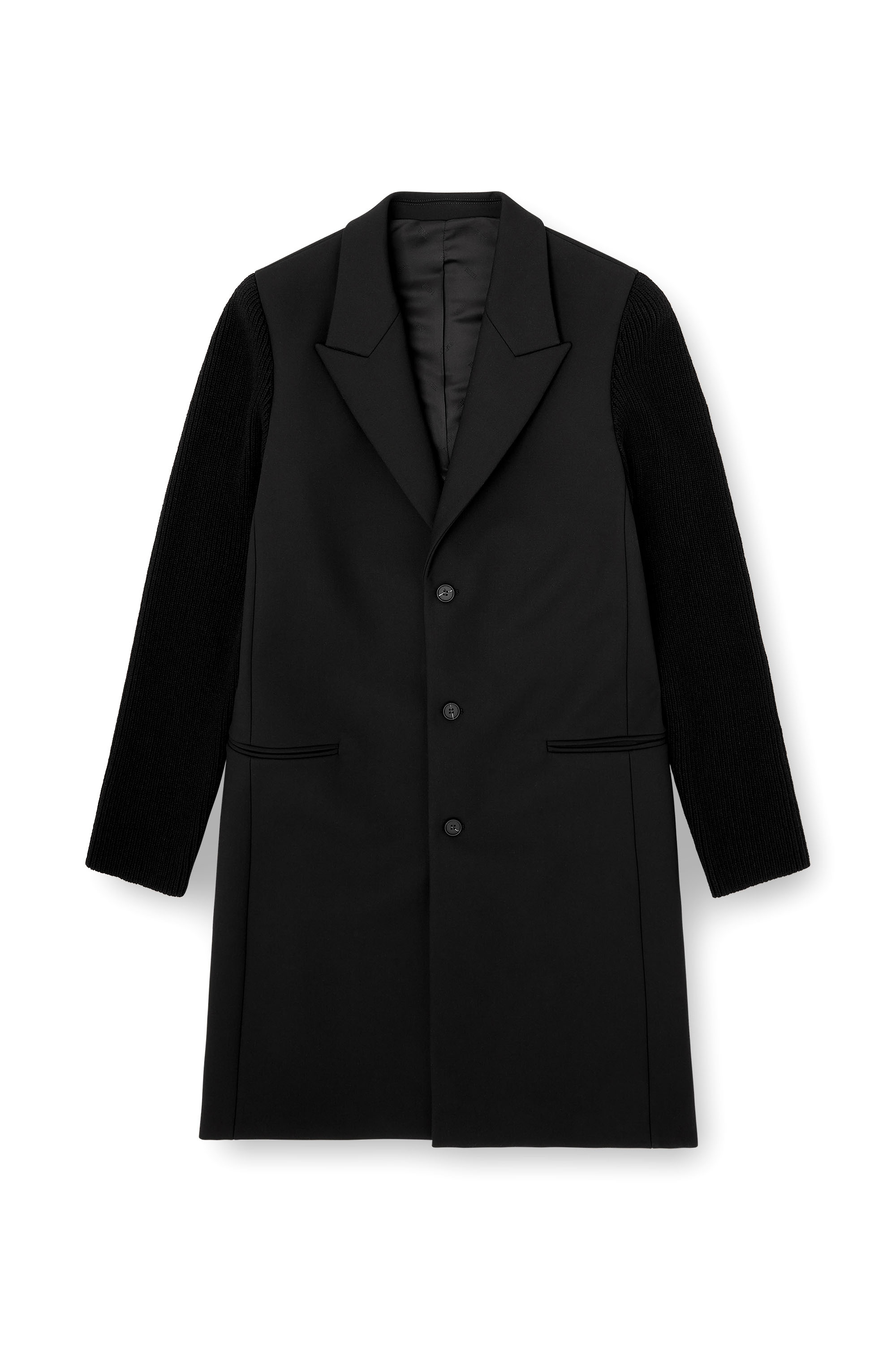 Diesel - W-YARD, Manteau en tissu tailleur et maille côtelée Homme in Noir - 2